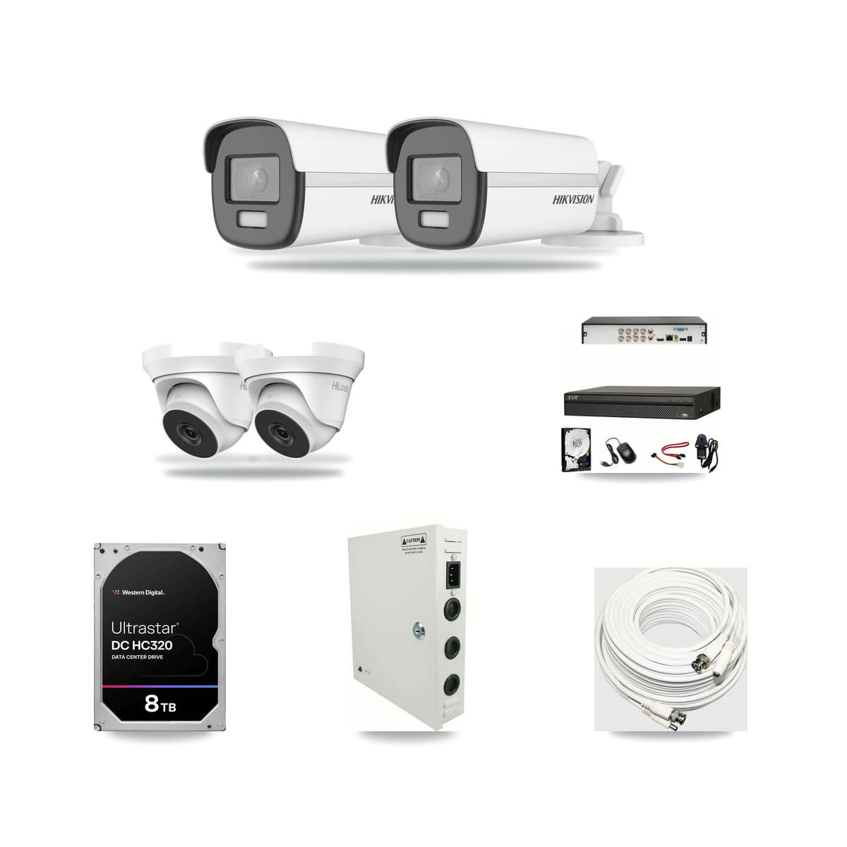 8-Channel 4MP – 4K CCTV Kit — 2 Hikvision 4K Bullet + 2 HiLook 4MP Turret Cameras + 8TB Recording - Image 1