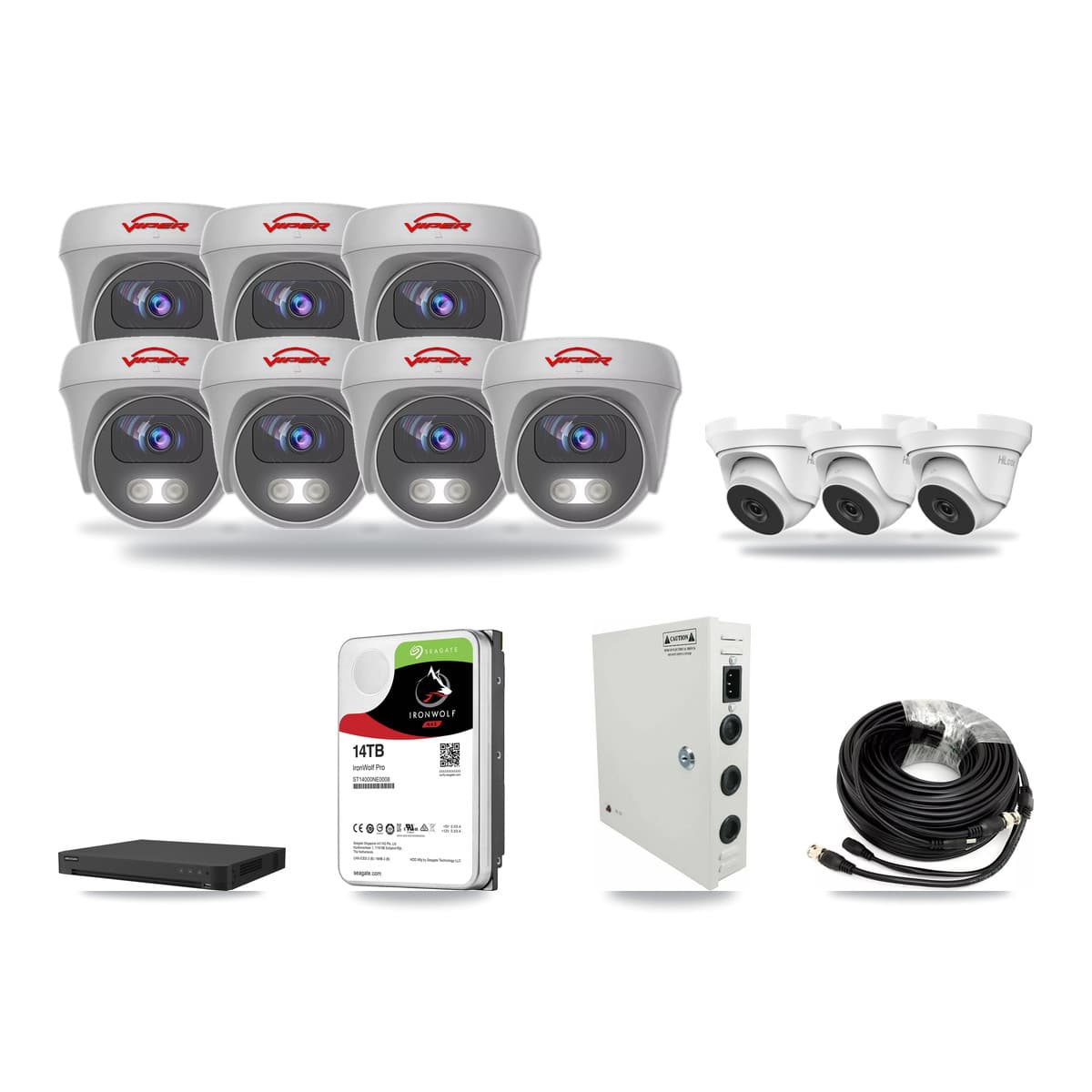 16-Channel 4MP – 5MP CCTV Kit — 3 4MP Turret + 7 5MP Cameras + 14TB Recording - Image 1
