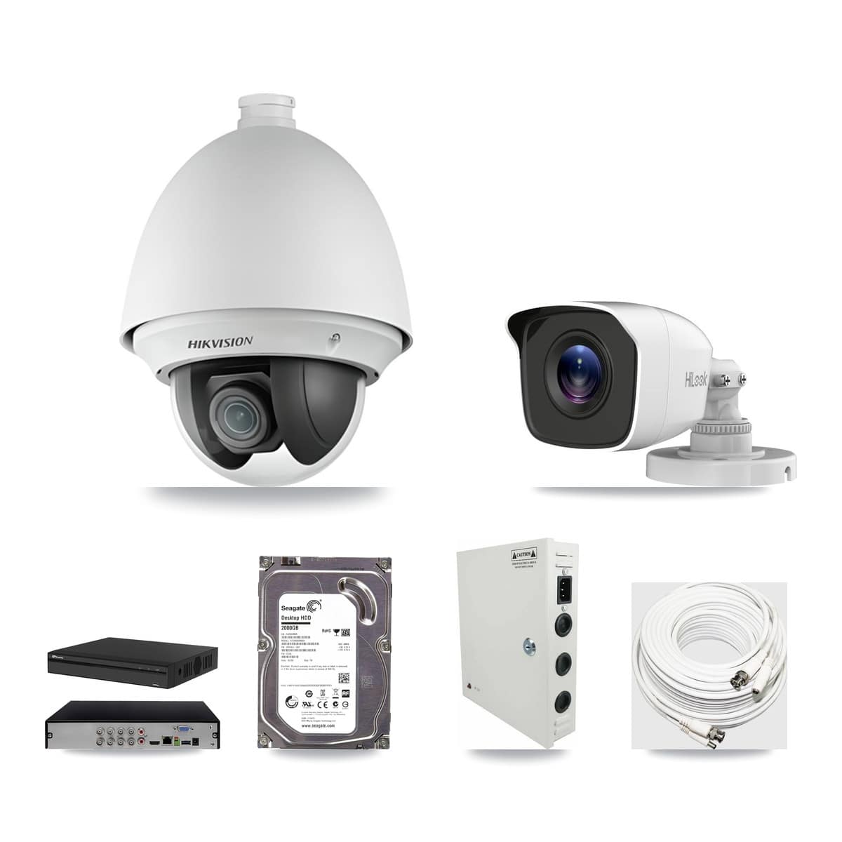 8-Channel 2MP – 4MP CCTV Kit — 1 2MP PTZ + 1 4MP Bullet Cameras + 2TB Recording (PXD-5108HS Recorder) - Image 1