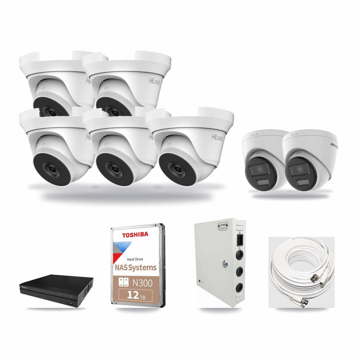 8-Channel 4MP – 4K CCTV Kit — 2 4K + 5 4MP Turret Cameras + 12TB Recording (PXD-5208AN Recorder) - Image 1