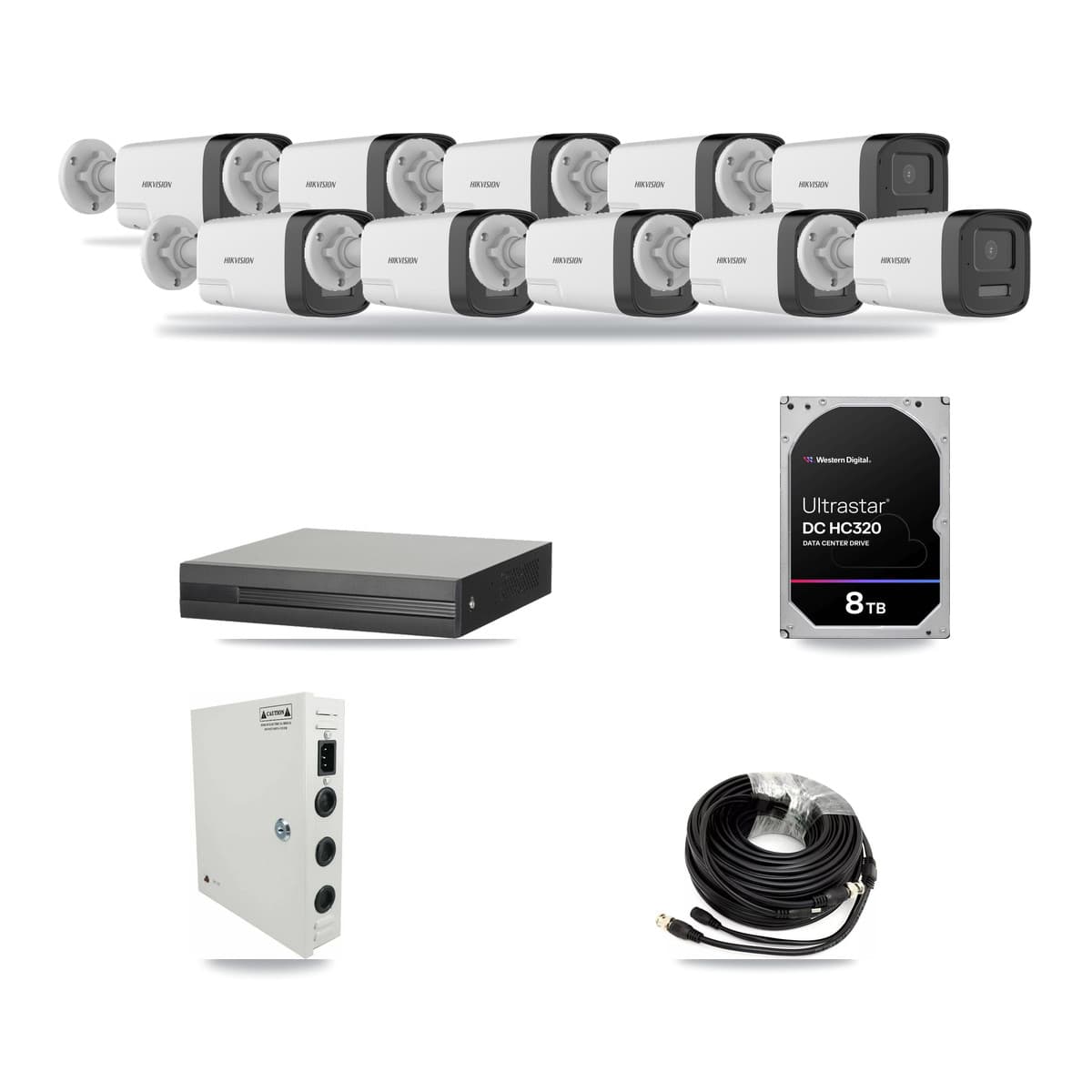 16-channel CCTV kit: 10 cameras (10× 5MP Bullet), 8TB hard drive