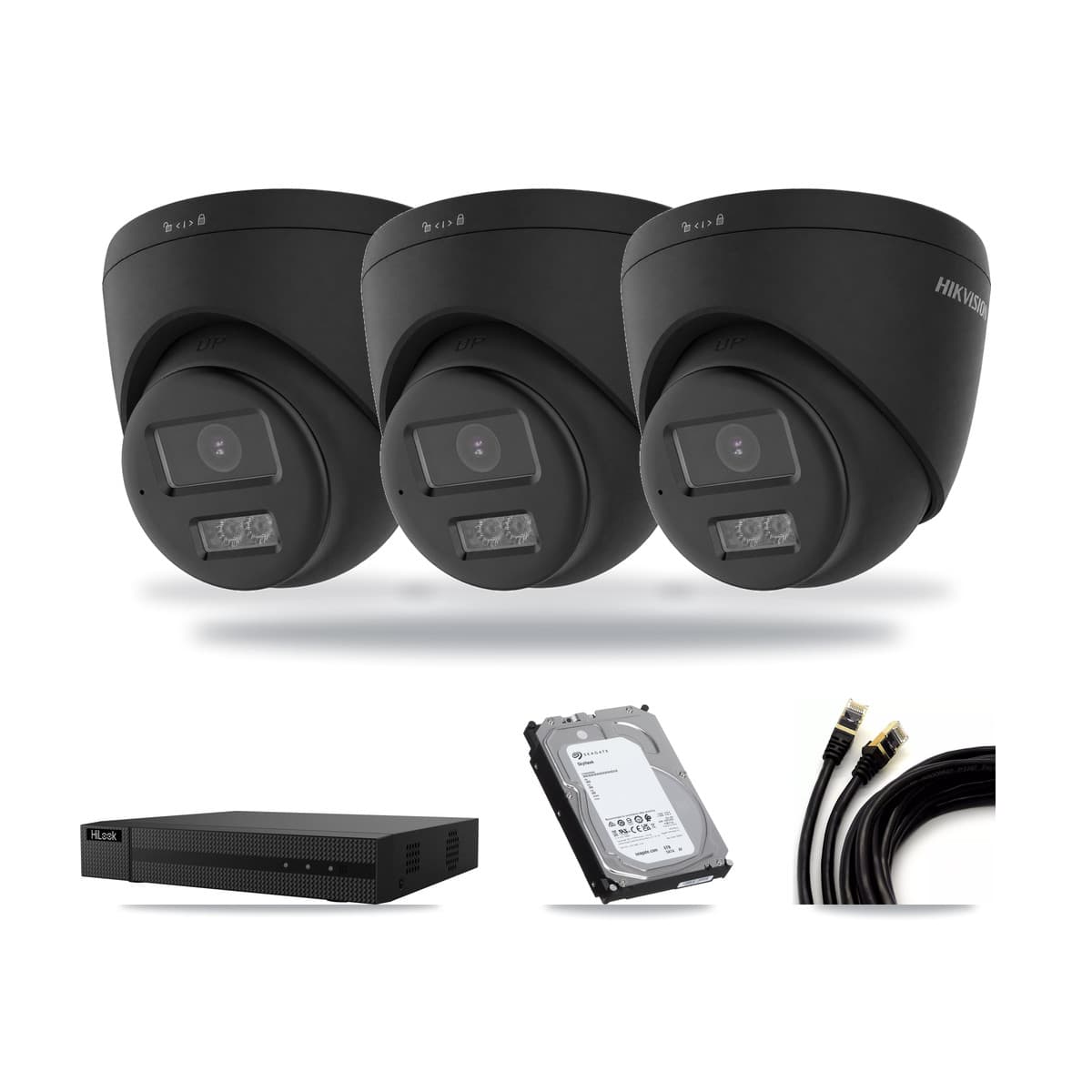 HiLook 8-channel CCTV kit: 3 cameras (3× 4K Turret), 6TB hard drive