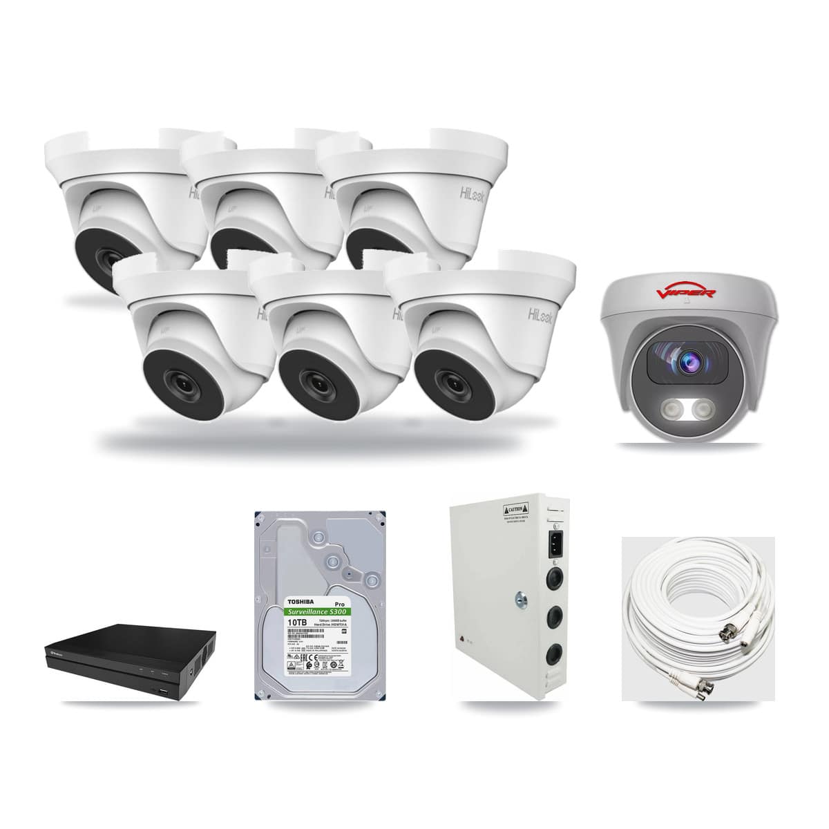 8-Channel 4MP – 5MP CCTV Kit — 6 4MP Turret + 1 5MP Cameras + 10TB Recording - Image 1