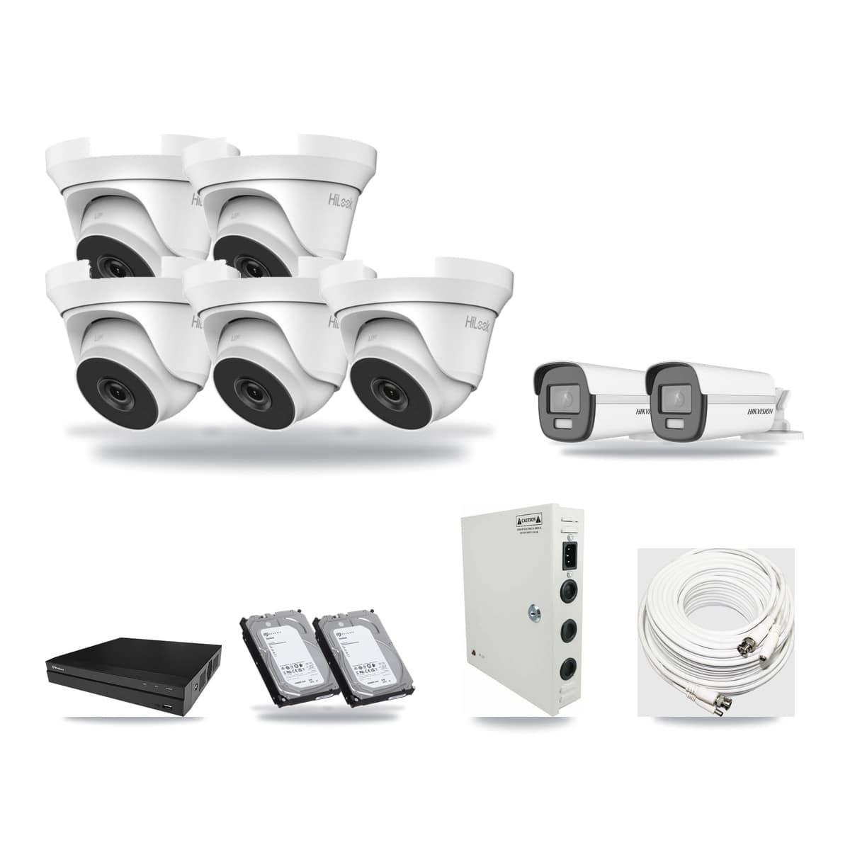 8-Channel 4MP – 4K CCTV Kit — 2 4K Bullet + 5 4MP Turret Cameras + 2× 6TB Recording - Image 1