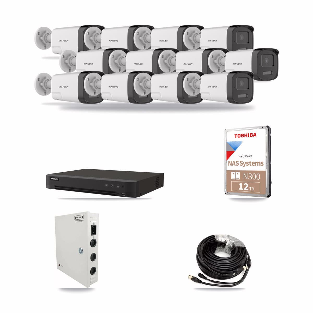 Hikvision 16-Channel 5MP CCTV Kit — 12 Bullet Cameras + 12TB Recording - Image 1