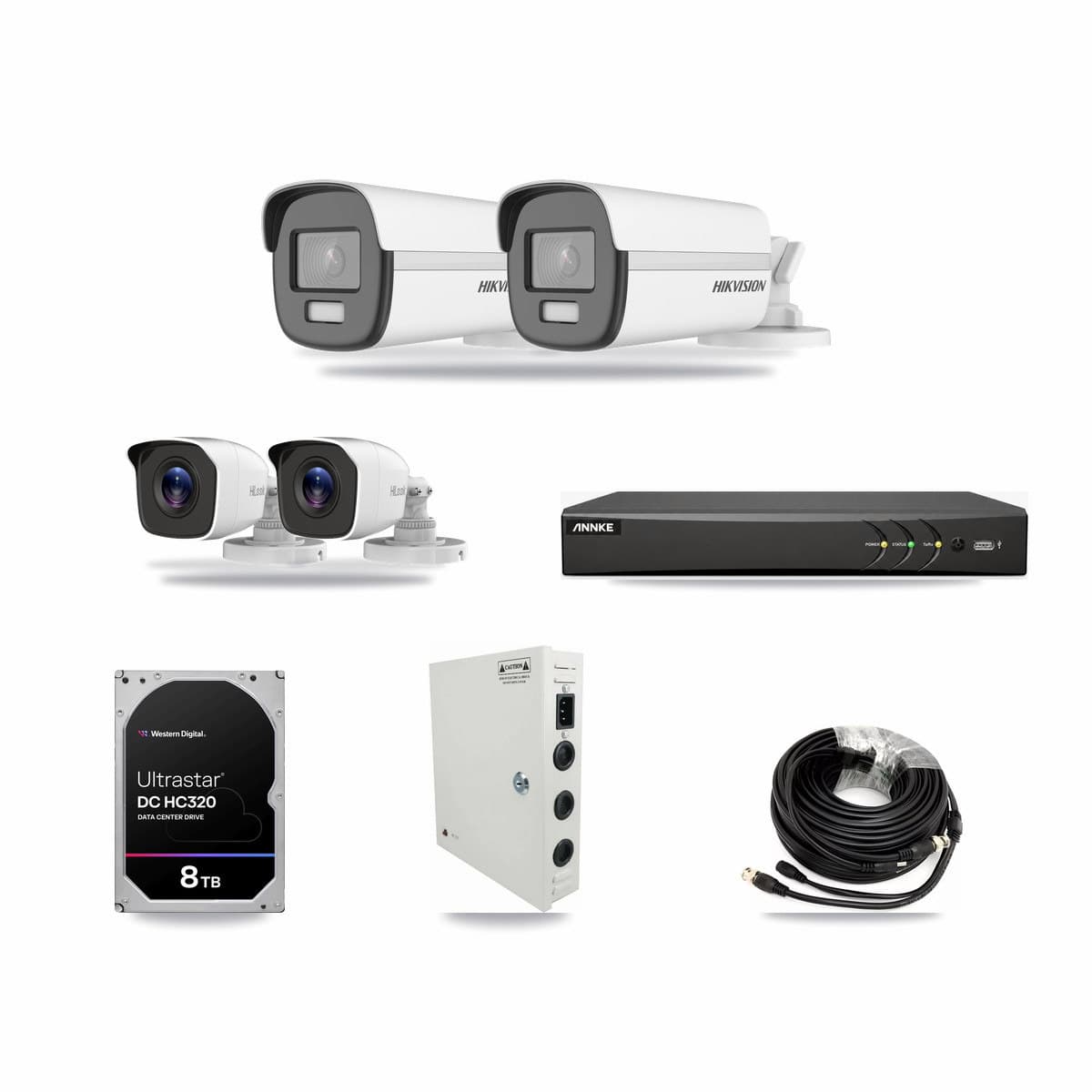 4-Channel 4MP – 4K CCTV Kit — 2 4K + 2 4MP Bullet Cameras + 8TB Recording (AN-DV4-8MP Recorder) - Image 1