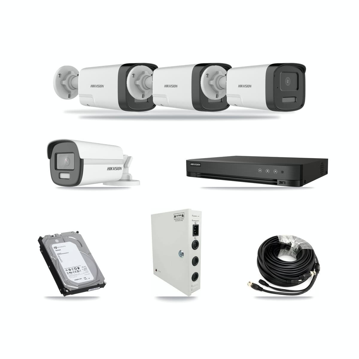Hikvision 4-Channel 5MP – 4K CCTV Kit — 1 4K + 3 5MP Bullet Cameras + 6TB Recording - Image 1