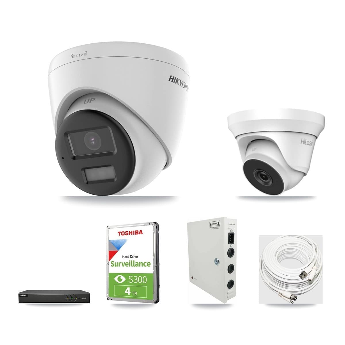 4-Channel 4MP – 4K CCTV Kit — 1 4K + 1 4MP Turret Cameras + 4TB Recording (AN-DV4-8MP Recorder) - Image 1