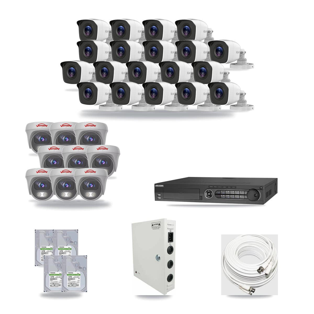 32-Channel 4MP – 5MP CCTV Kit — 19 4MP Bullet + 9 5MP Cameras + 4× 10TB Recording - Image 1