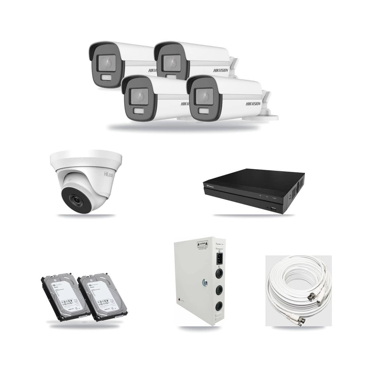 8-Channel 4MP – 4K CCTV Kit — 4 4K Bullet + 1 4MP Turret Cameras + 2× 6TB Recording - Image 1