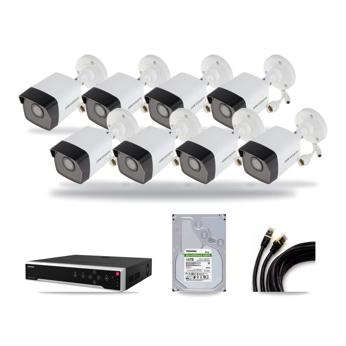 Hikvision 32-Channel 5MP CCTV Kit — 8 DS-2CD1053G0 Bullet Cameras + 10TB Recording - Image 1