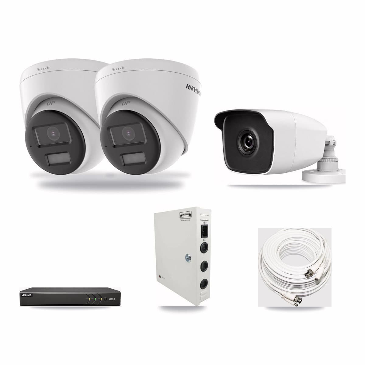 4-Channel 3MP – 4K CCTV Kit — 2 4K Turret + 1 3MP Bullet Cameras + 6TB Recording (AN-DV4-8MP Recorder) - Image 1
