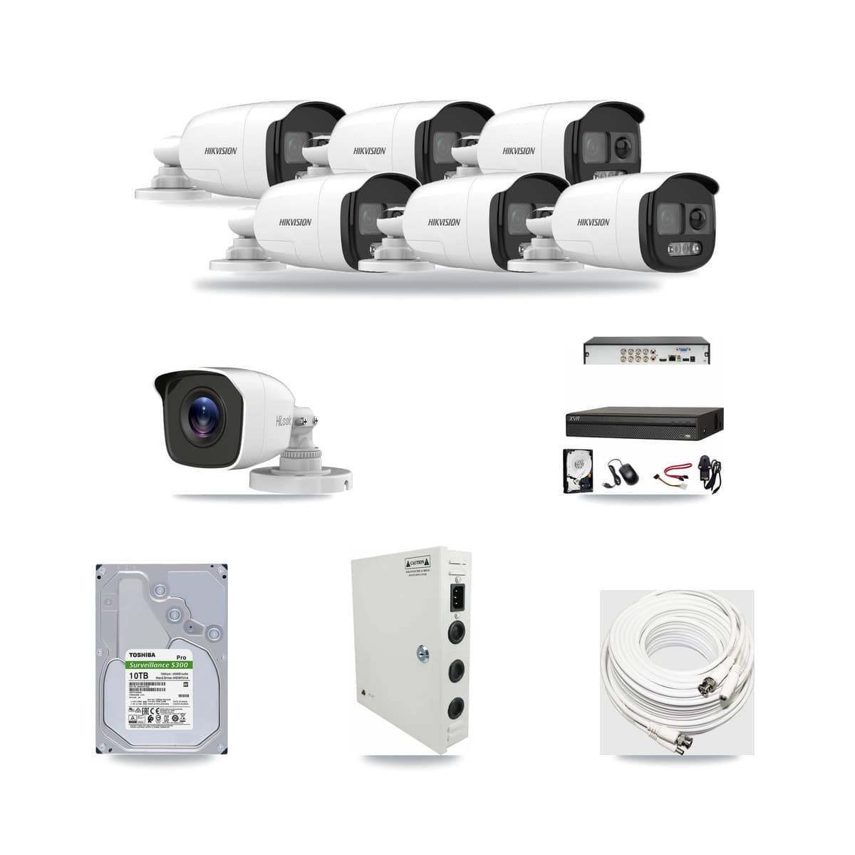 8-Channel 4MP – 5MP CCTV Kit — 6 Hikvision 5MP + 1 HiLook 4MP Bullet Cameras + 10TB Recording (XVR-3108AD Recorder) - Image 1