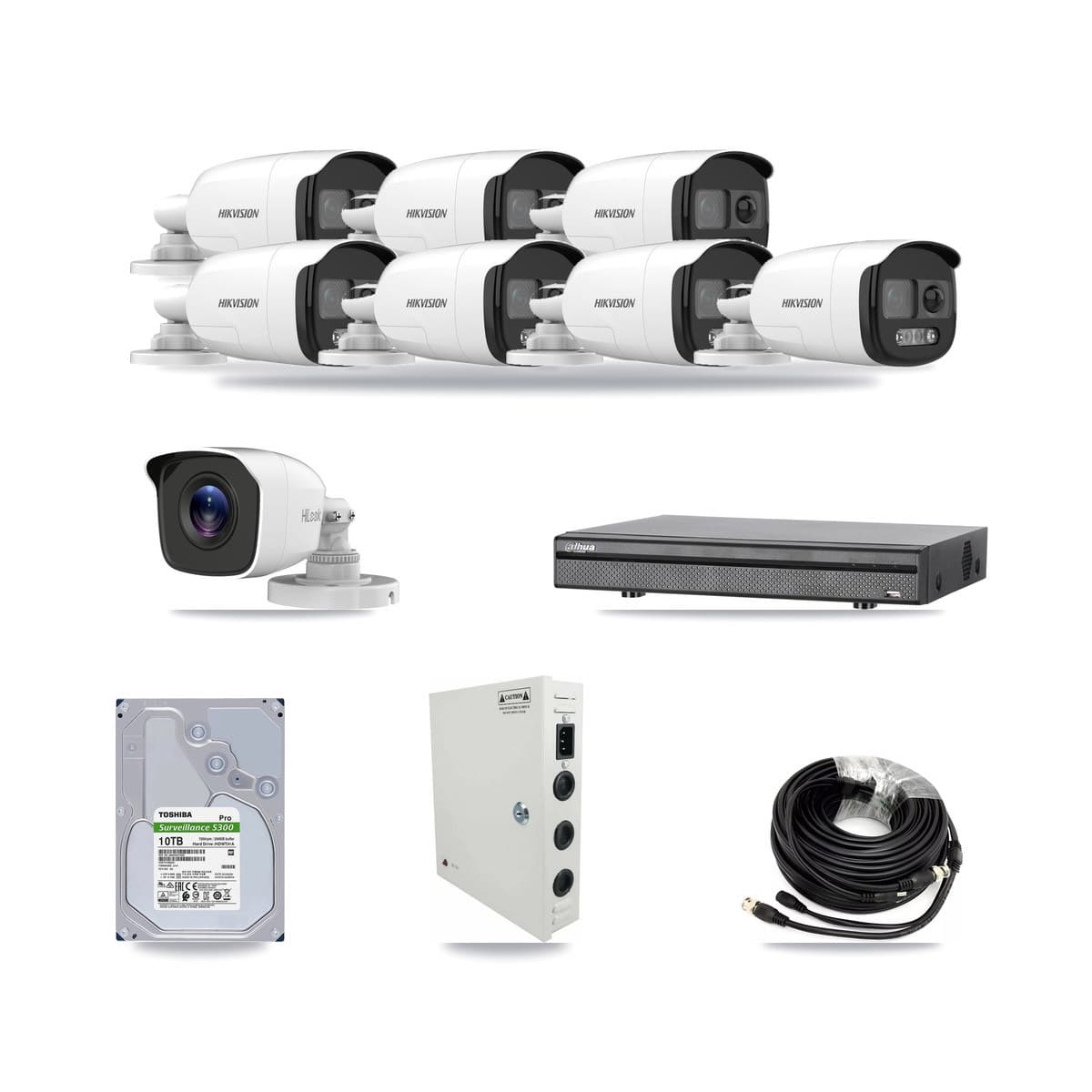8-Channel 4MP – 5MP CCTV Kit — 7 5MP + 1 4MP Bullet Cameras + 10TB Recording (DH-XVR5108H Recorder) - Image 1