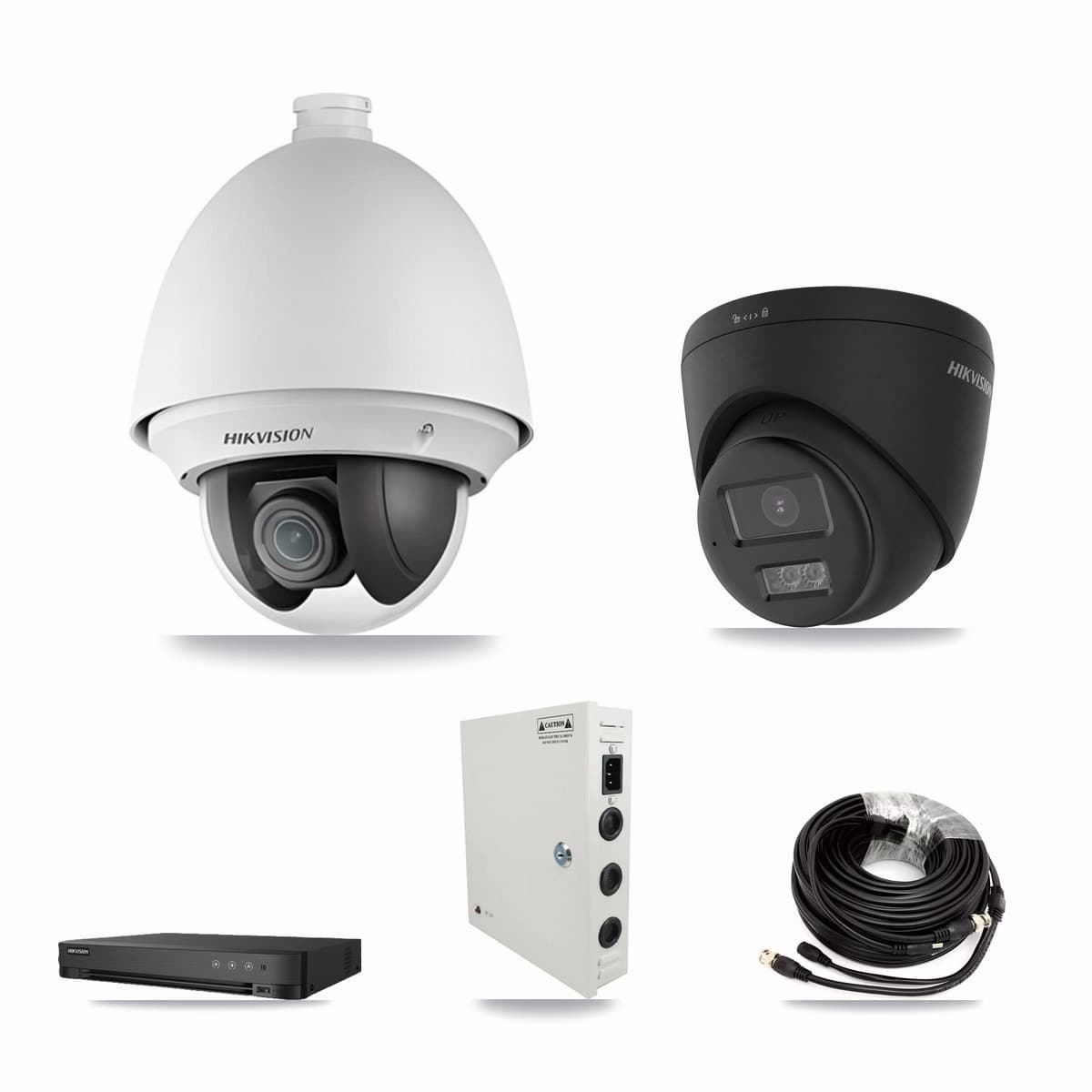 Hikvision 8-channel CCTV kit: 2 cameras (1× 2MP PTZ + 1× 4K Turret), 3TB hard drive