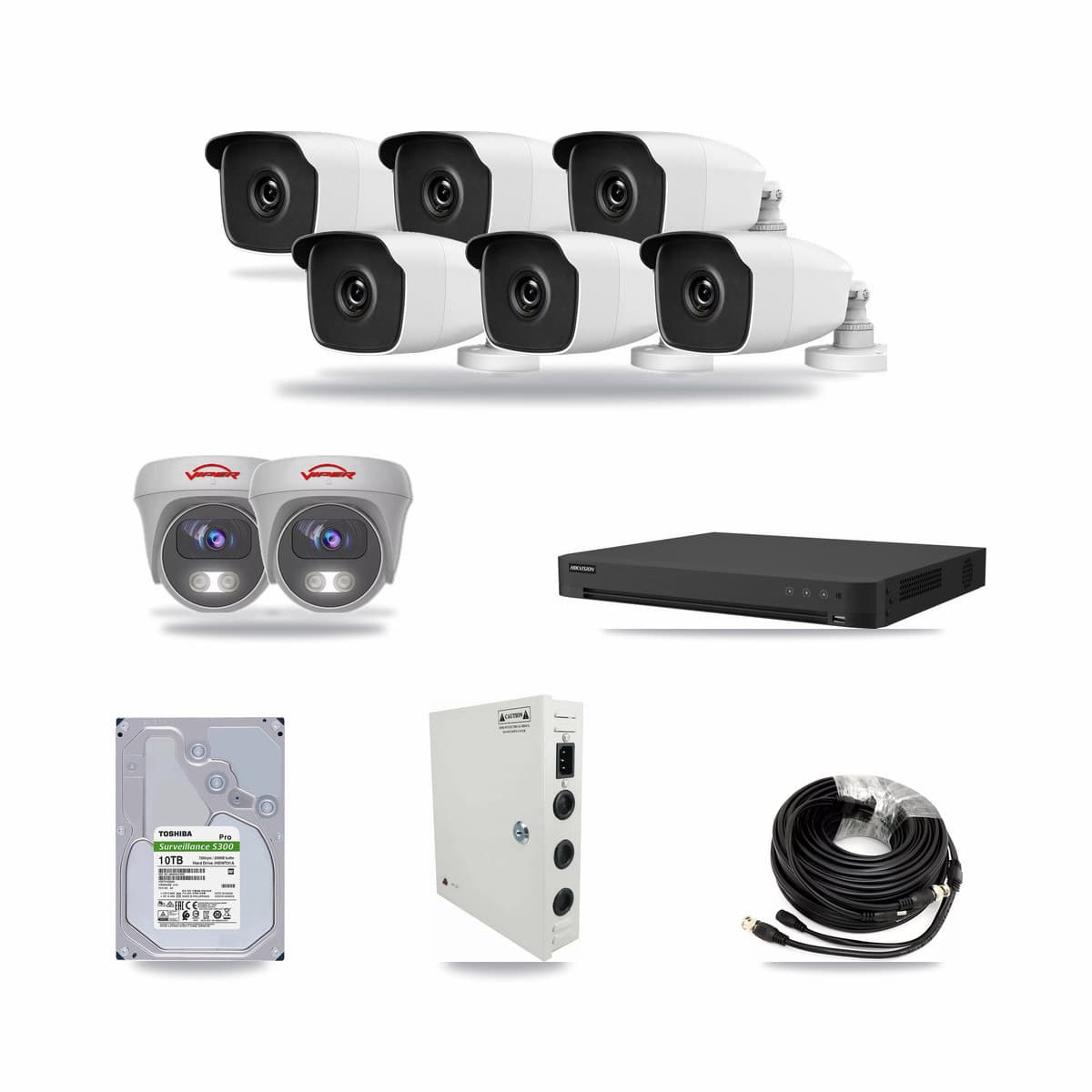 16-Channel 3MP – 5MP CCTV Kit — 6 3MP Bullet + 2 5MP Cameras + 10TB Recording - Image 1