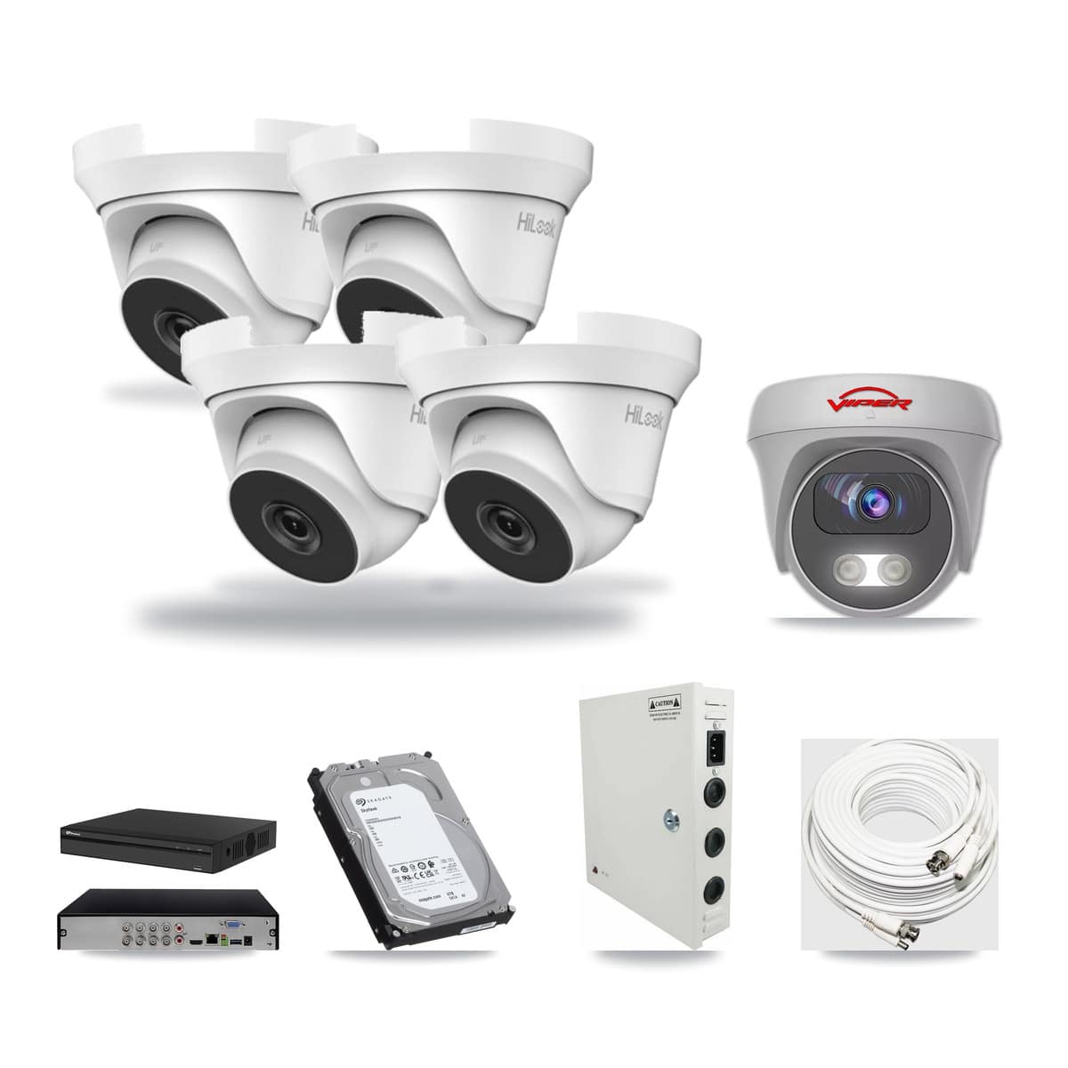 8-Channel 4MP – 5MP CCTV Kit — 4 4MP Turret + 1 5MP Cameras + 6TB Recording - Image 1