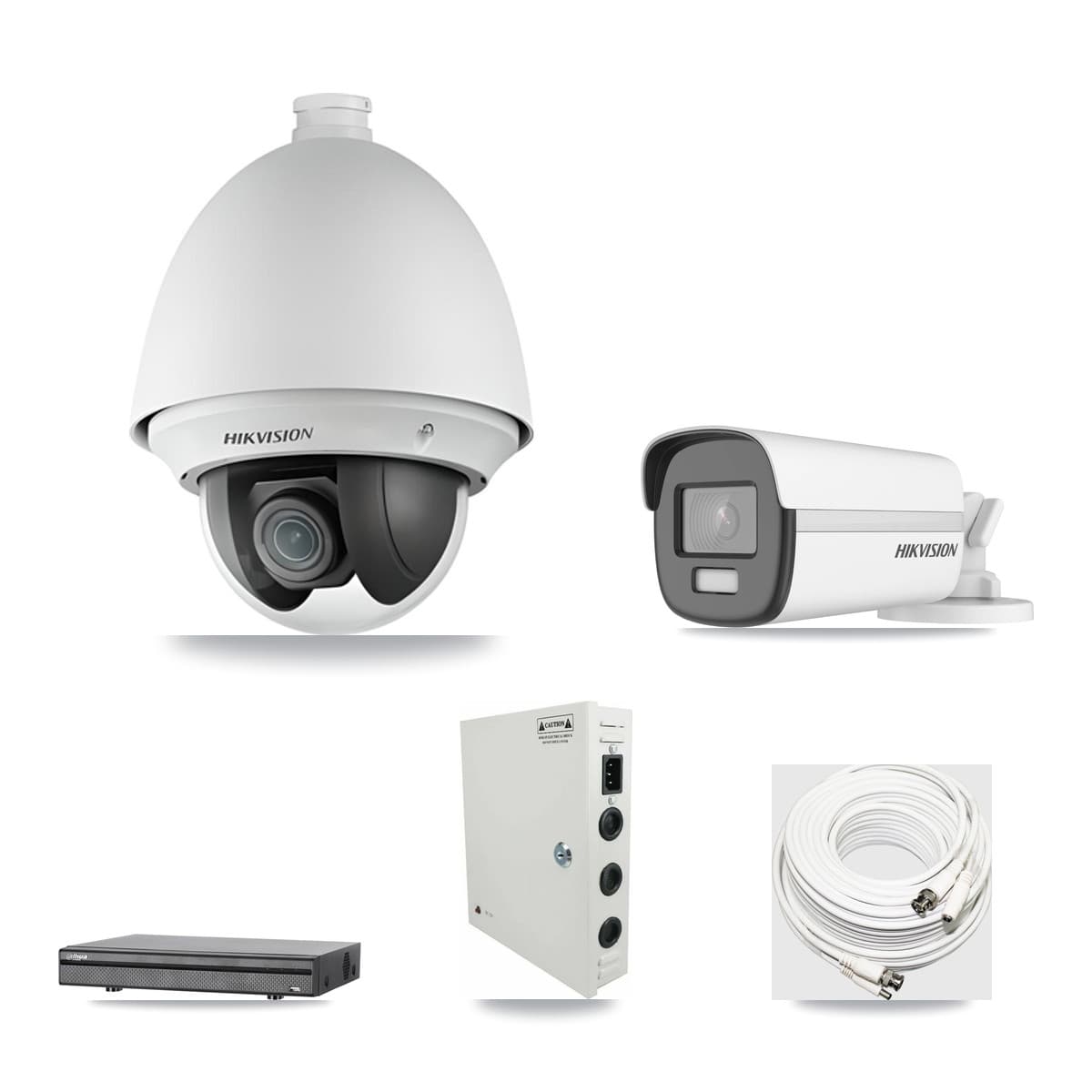 Hikvision & Dahua 8-Channel 2MP – 4K CCTV Kit — 1 DS-2AE4225T 2MP PTZ + 1 DS-2CE12UF3T 4K Bullet Cameras + 3TB Recording (DH-XVR5108H Recorder) - Image 1