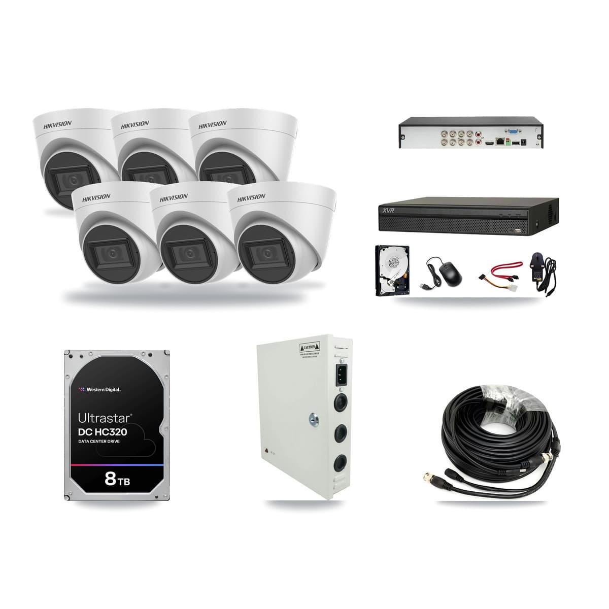 Dahua 8-channel CCTV kit: 6 cameras (6× 5MP Turret), 8TB hard drive