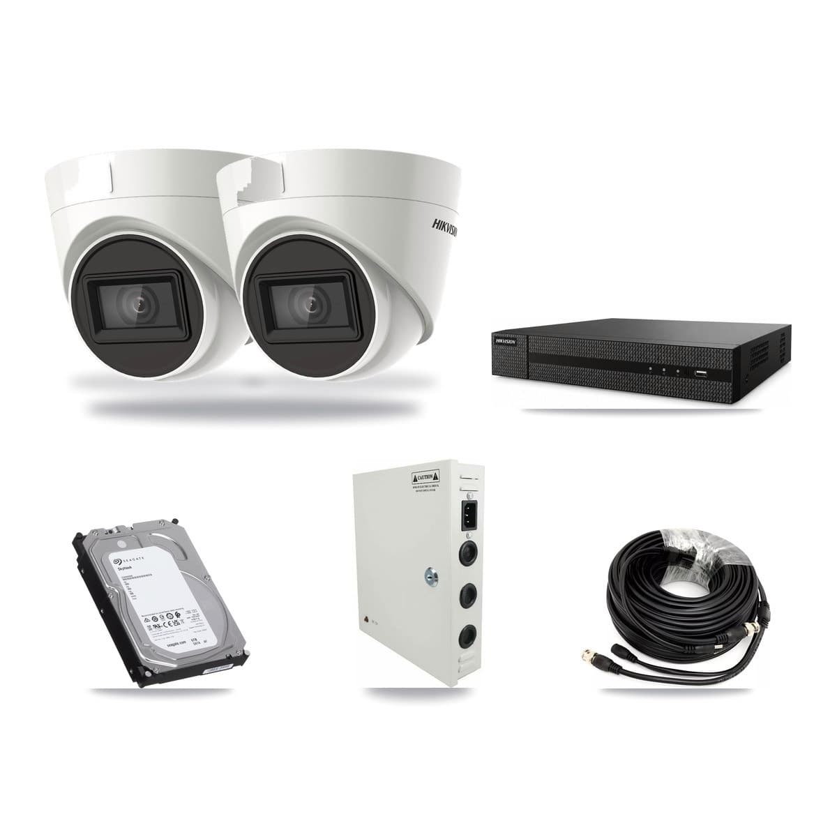 8-channel CCTV kit: 2 cameras (2× 4K Turret), 6TB hard drive