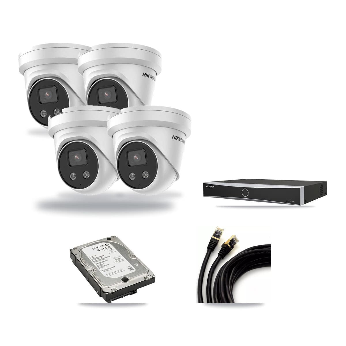 Hikvision 4-channel CCTV kit: 4 cameras (4× 5MP Turret), 5TB hard drive