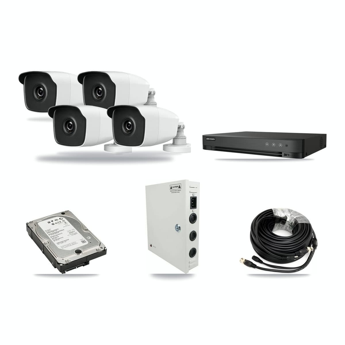 HiLook & Hikvision 4-Channel 3MP CCTV Kit — 4 Bullet Cameras + 5TB Recording (IDS-7204HQHI Recorder) - Image 1