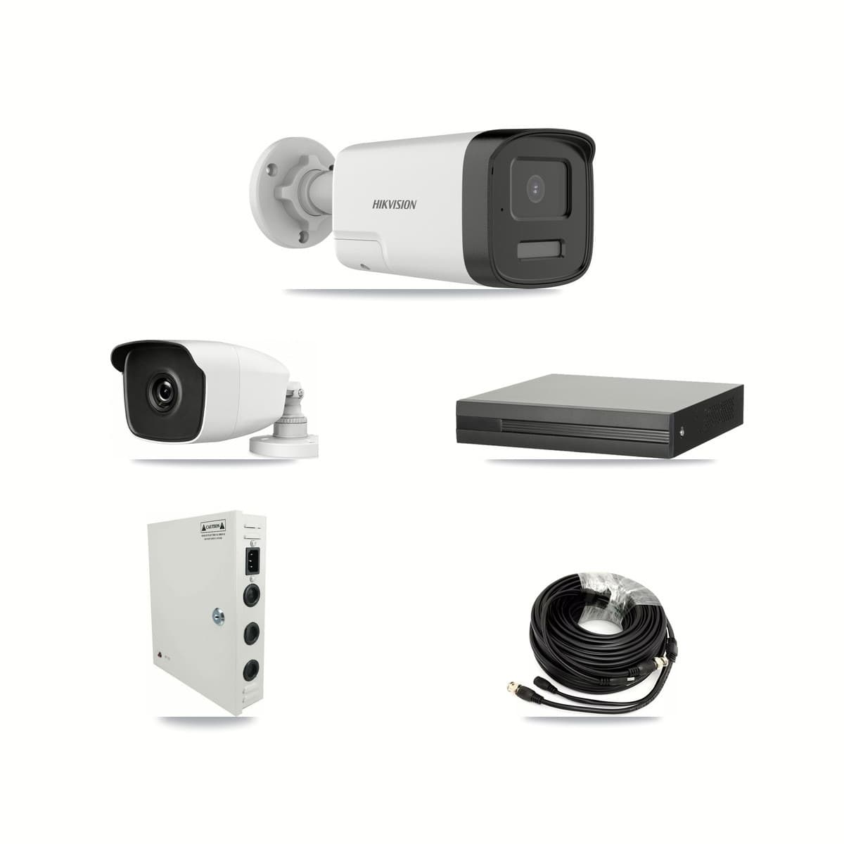 4-Channel 3MP – 5MP CCTV Kit — 1 Hikvision DS-2CE17K0T 5MP + 1 HiLook THC-B230-R 3MP Bullet Cameras + 3TB Recording - Image 1