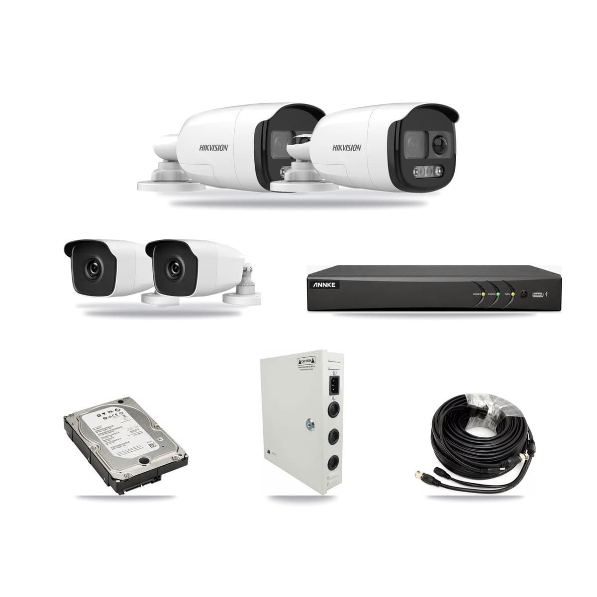 4-Channel 3MP – 5MP CCTV Kit — 2 5MP + 2 3MP Bullet Cameras + 5TB Recording - Image 1