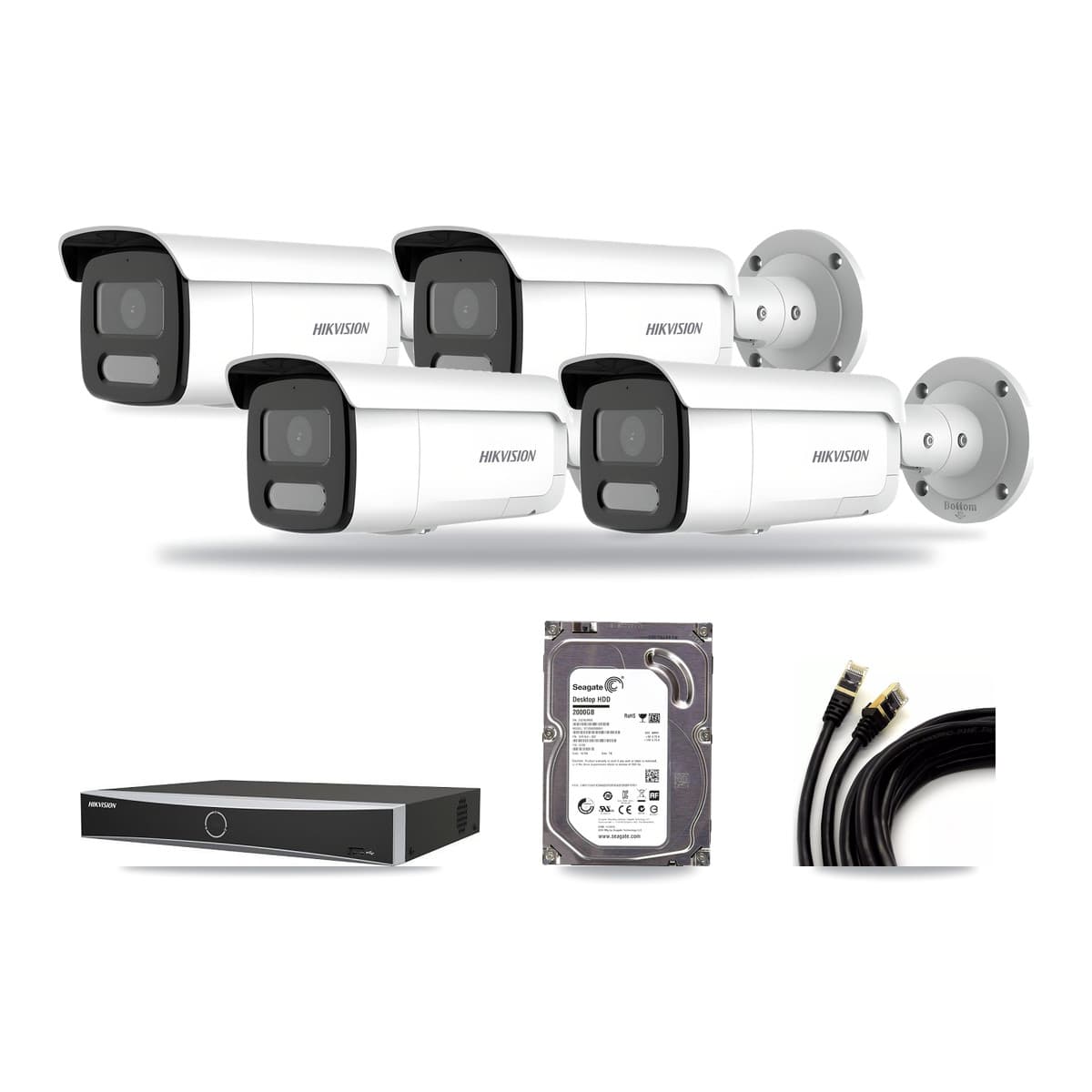 Hikvision 4-channel CCTV kit: 4 cameras (4× 4MP Bullet), 2TB hard drive