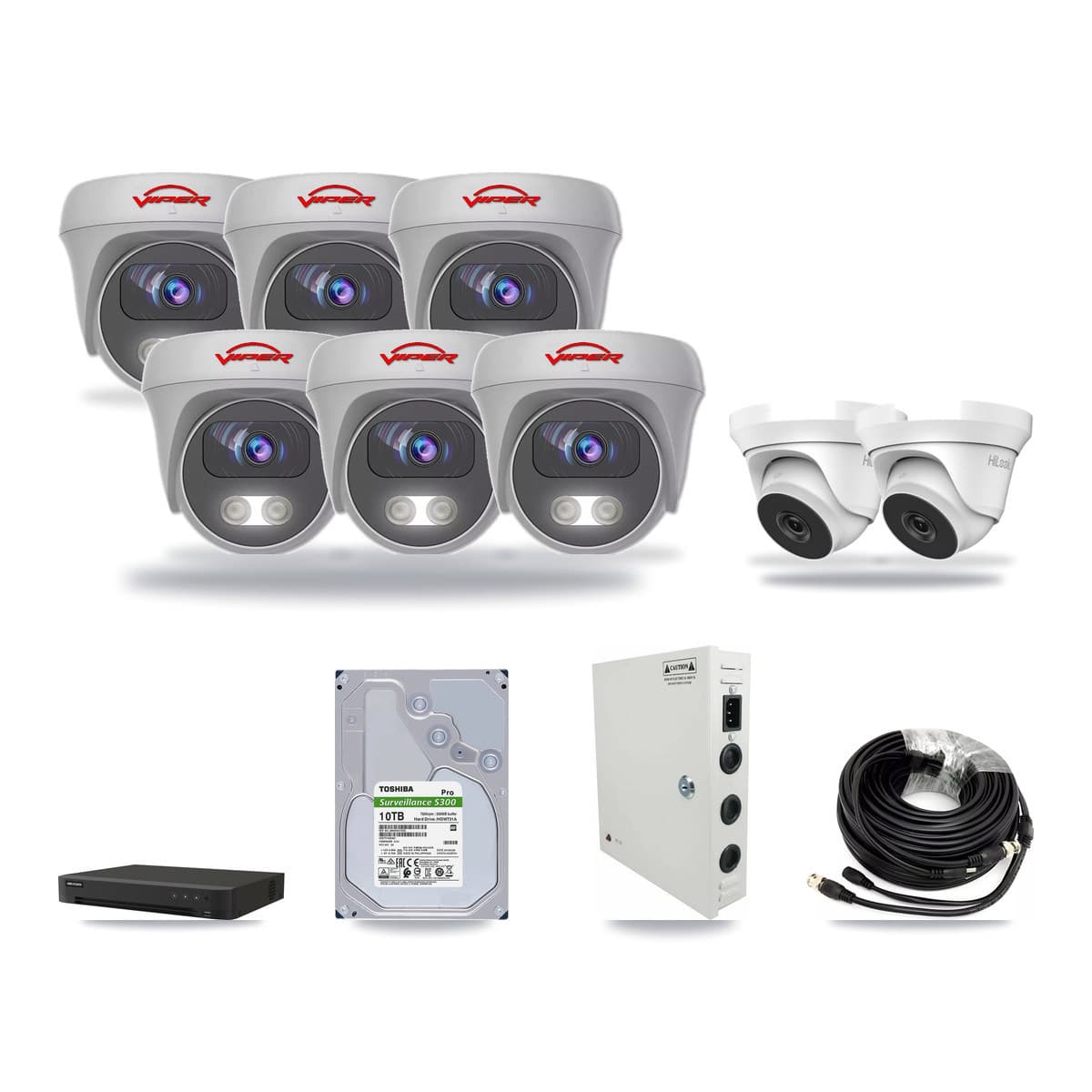 16-Channel 4MP – 5MP CCTV Kit — 2 4MP Turret + 6 5MP Cameras + 10TB Recording - Image 1