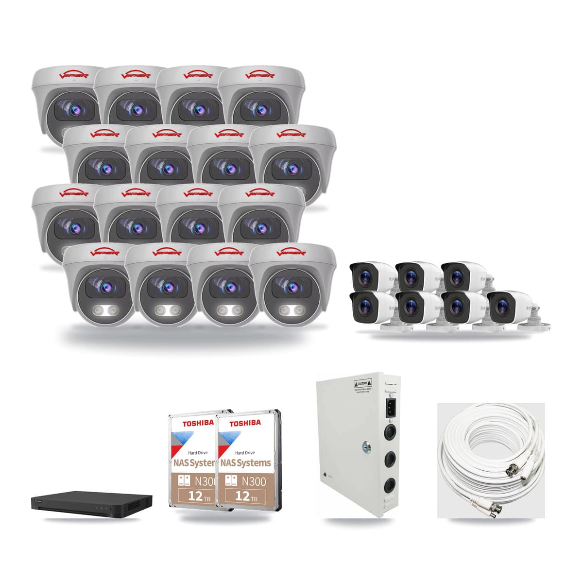 32-Channel 4MP – 5MP CCTV Kit — 7 4MP Bullet + 16 5MP Cameras + 2× 12TB Recording - Image 1