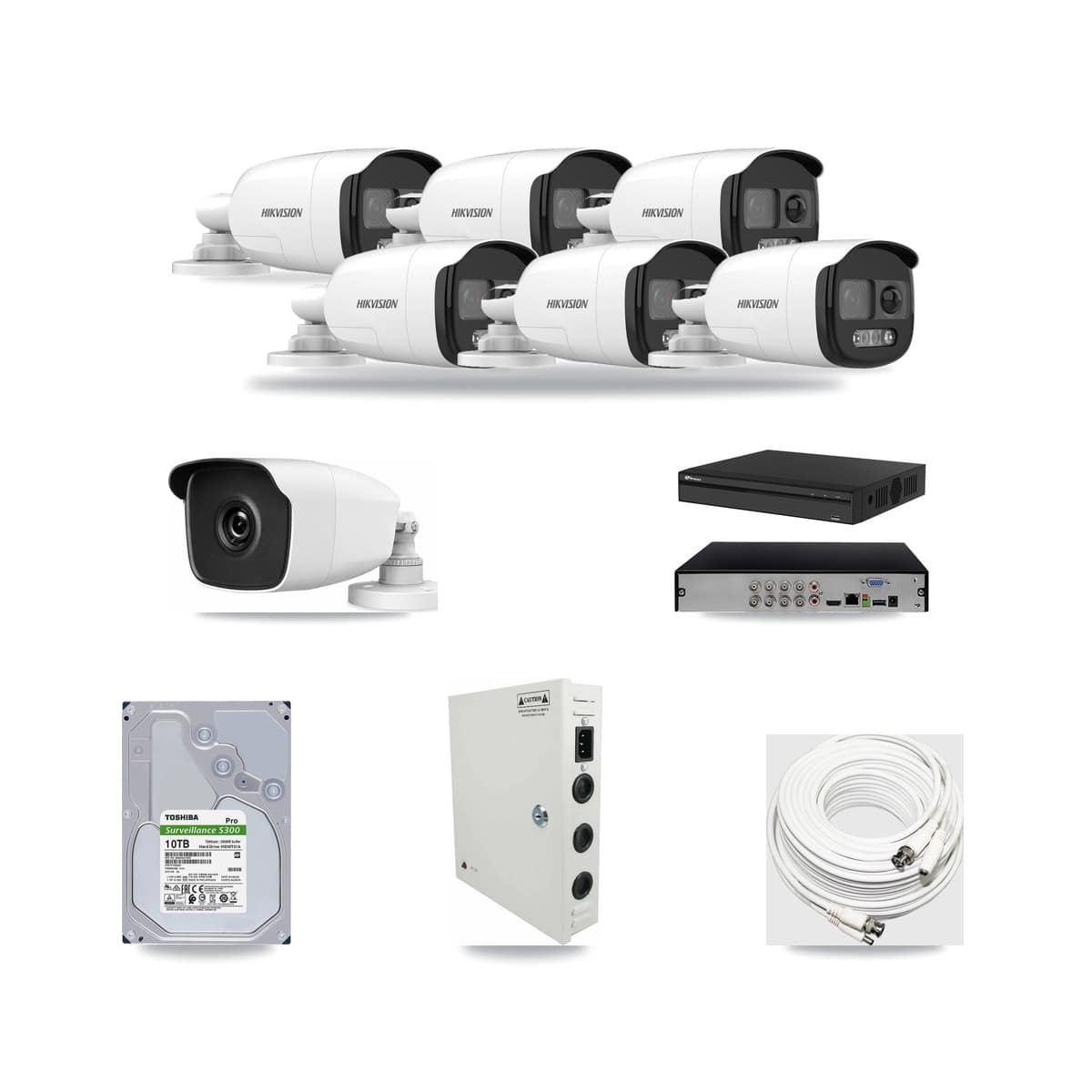 8-Channel 3MP – 5MP CCTV Kit — 6 5MP + 1 3MP Bullet Cameras + 10TB Recording (PXD-5108HS Recorder) - Image 1