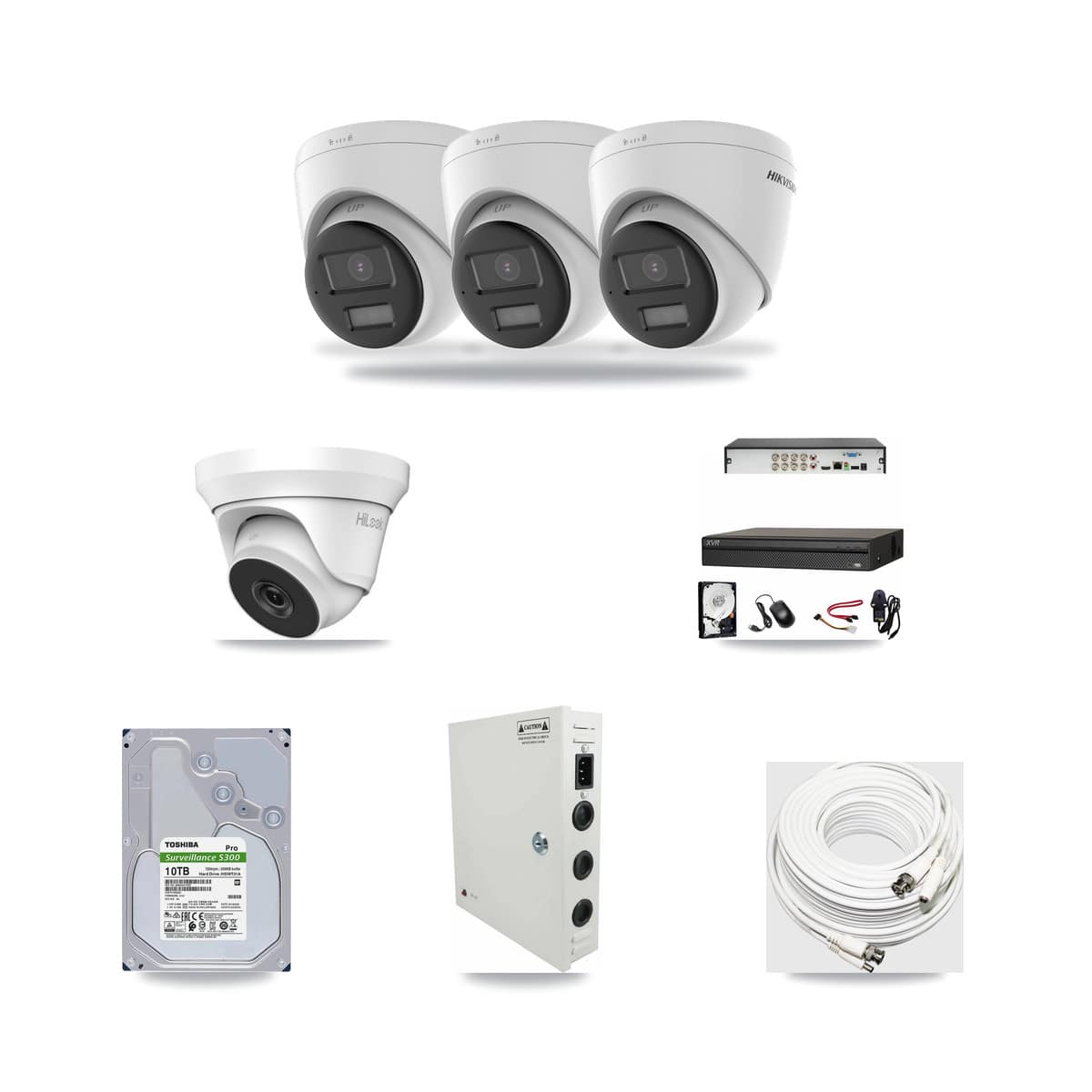 8-Channel 4MP – 4K CCTV Kit — 3 Hikvision 4K + 1 HiLook 4MP Turret Cameras + 10TB Recording - Image 1