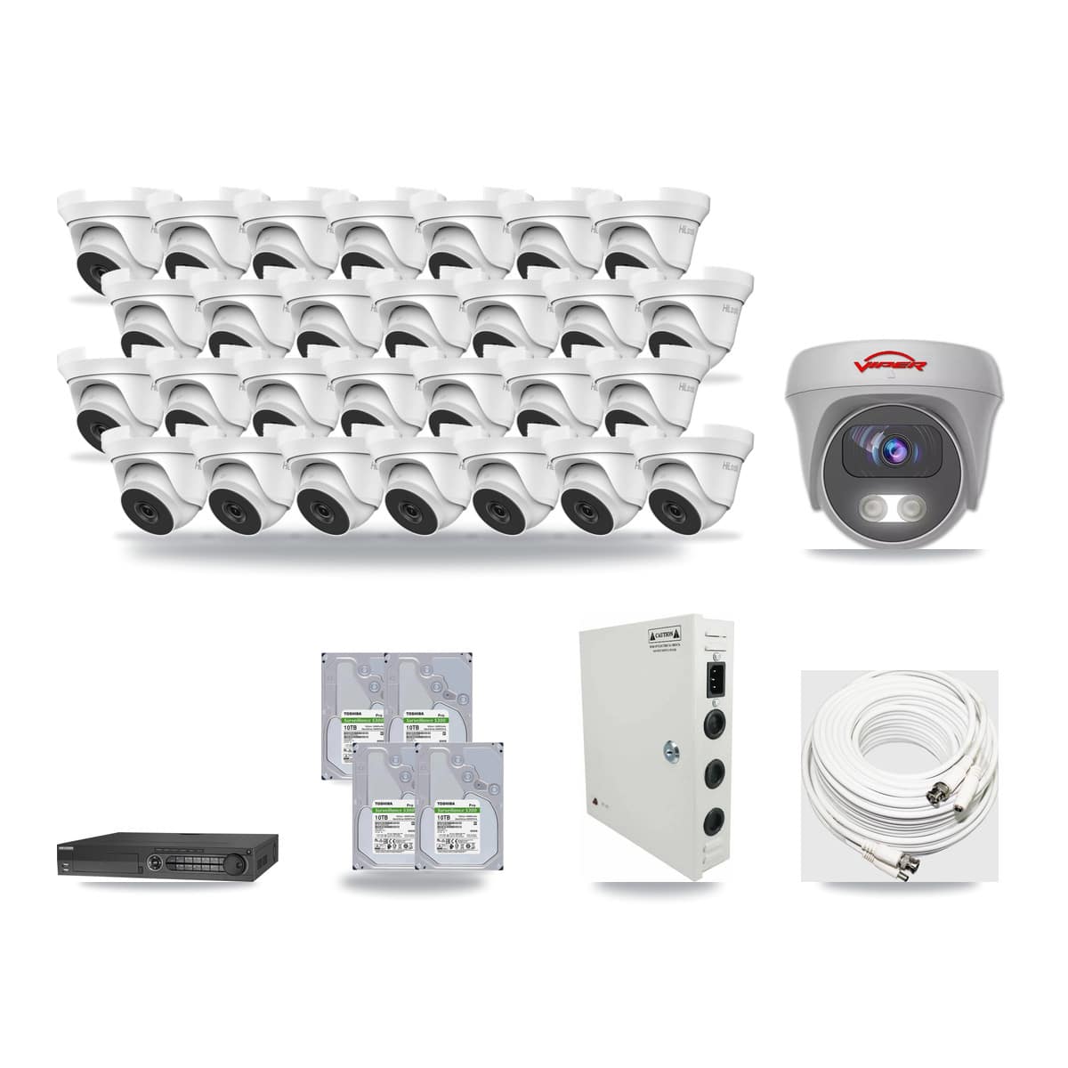 32-Channel 4MP – 5MP CCTV Kit — 28 4MP Turret + 1 5MP Cameras + 4× 10TB Recording - Image 1