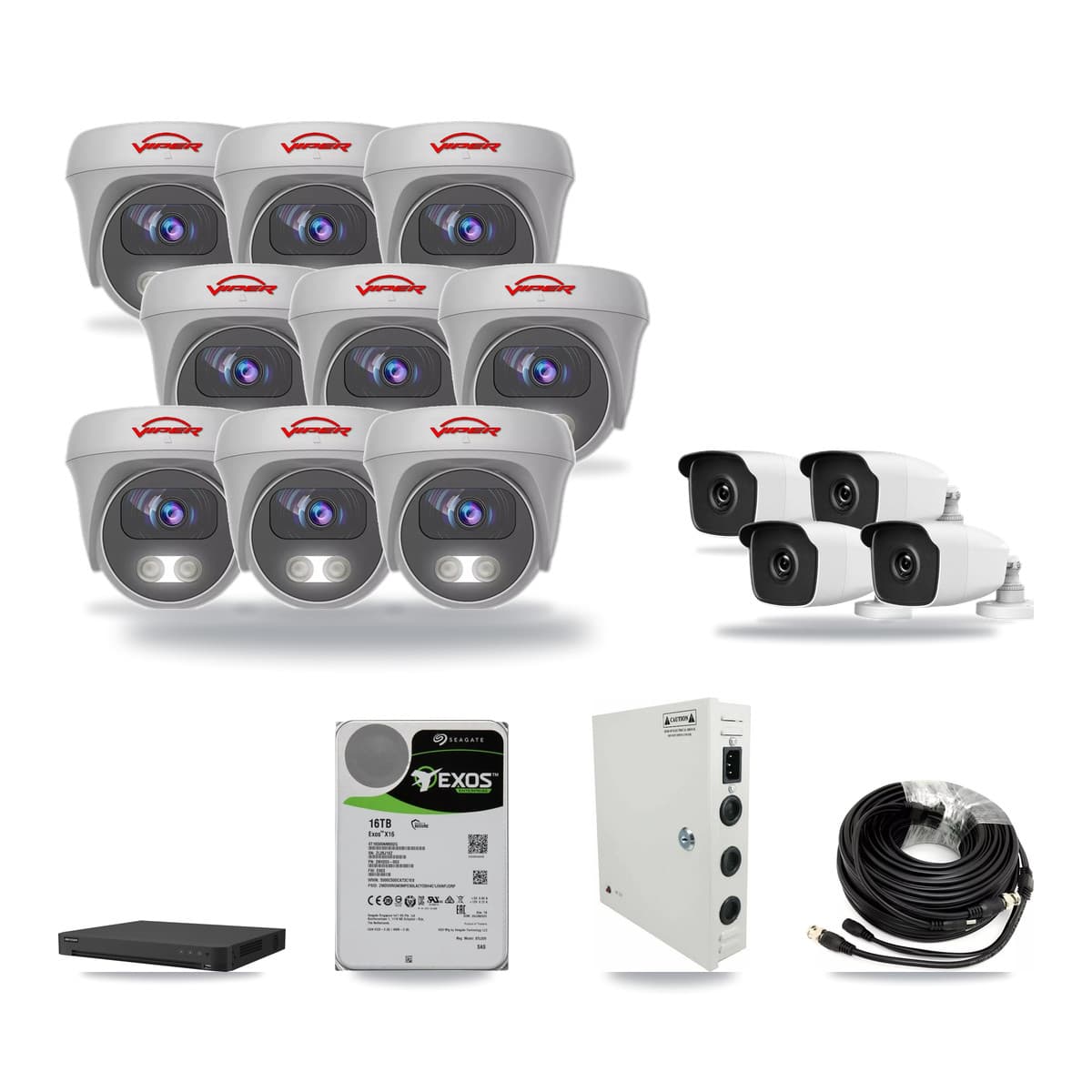 16-Channel 3MP – 5MP CCTV Kit — 4 3MP Bullet + 9 5MP Cameras + 16TB Recording - Image 1