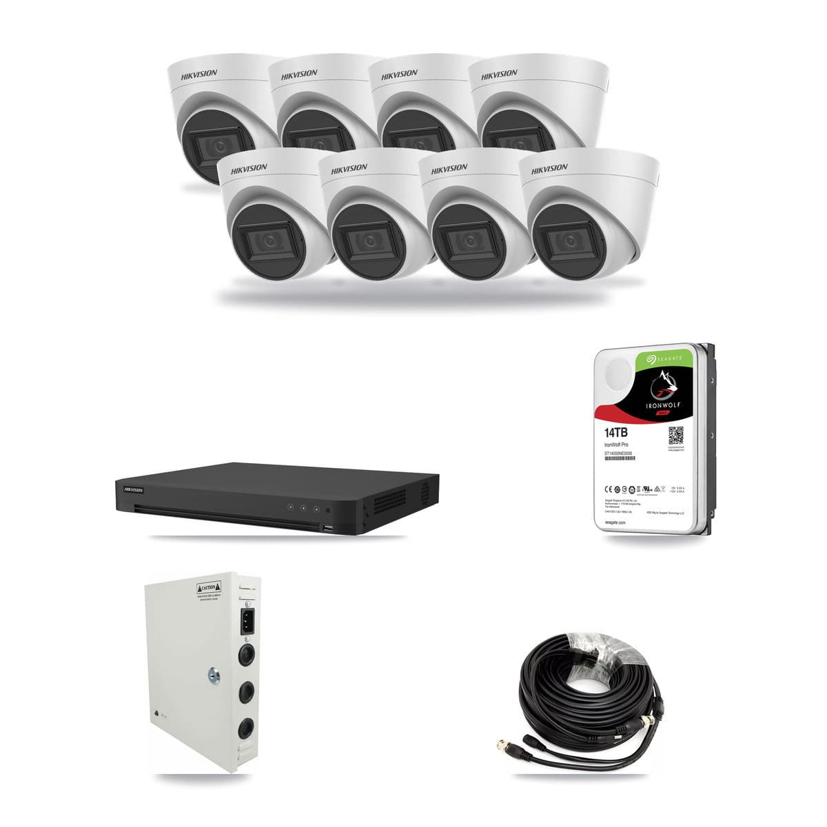 Hikvision 16-Channel 5MP CCTV Kit — 8 Turret Cameras + 14TB Recording - Image 1