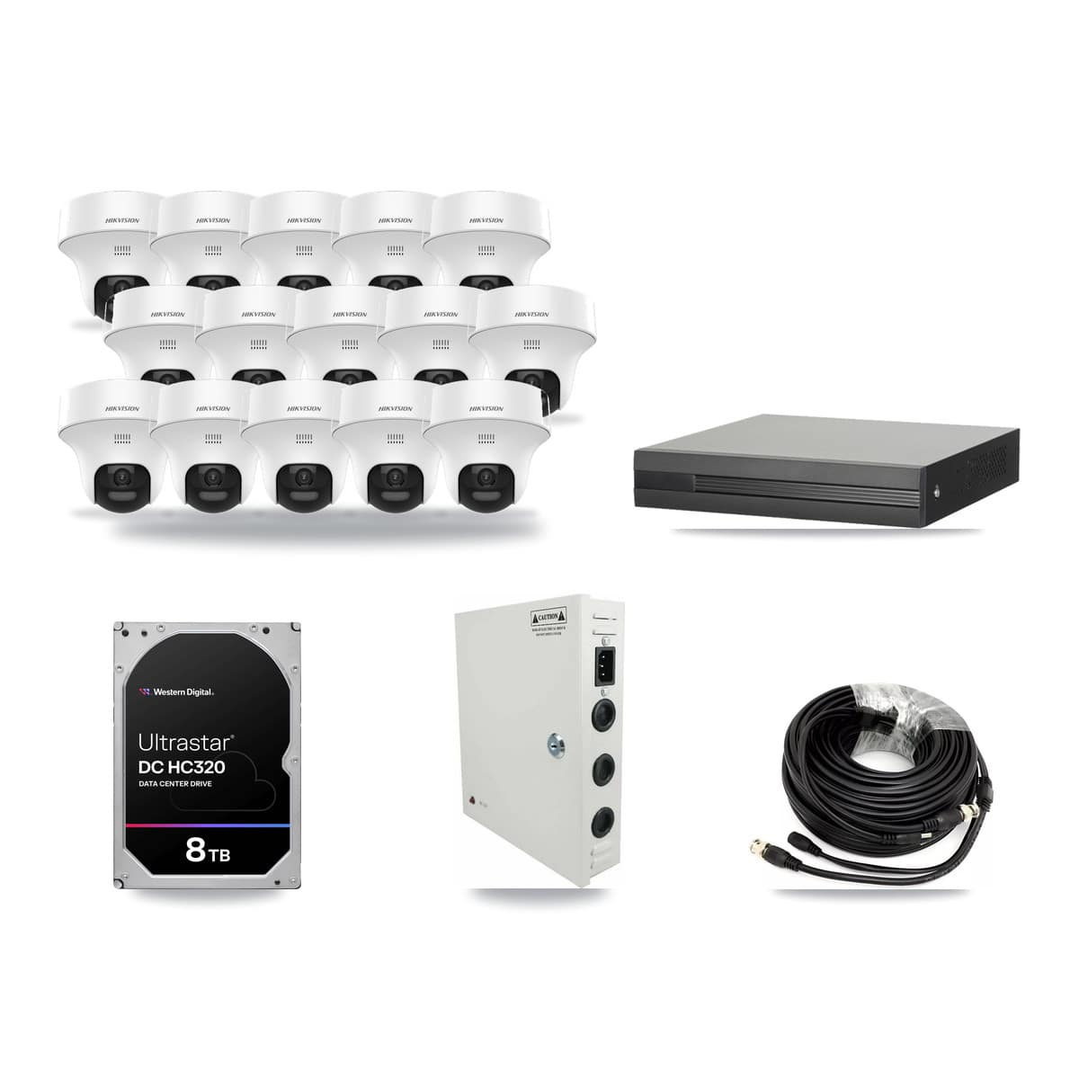 16-channel CCTV kit: 15 cameras (15× 5MP Turret), 8TB hard drive