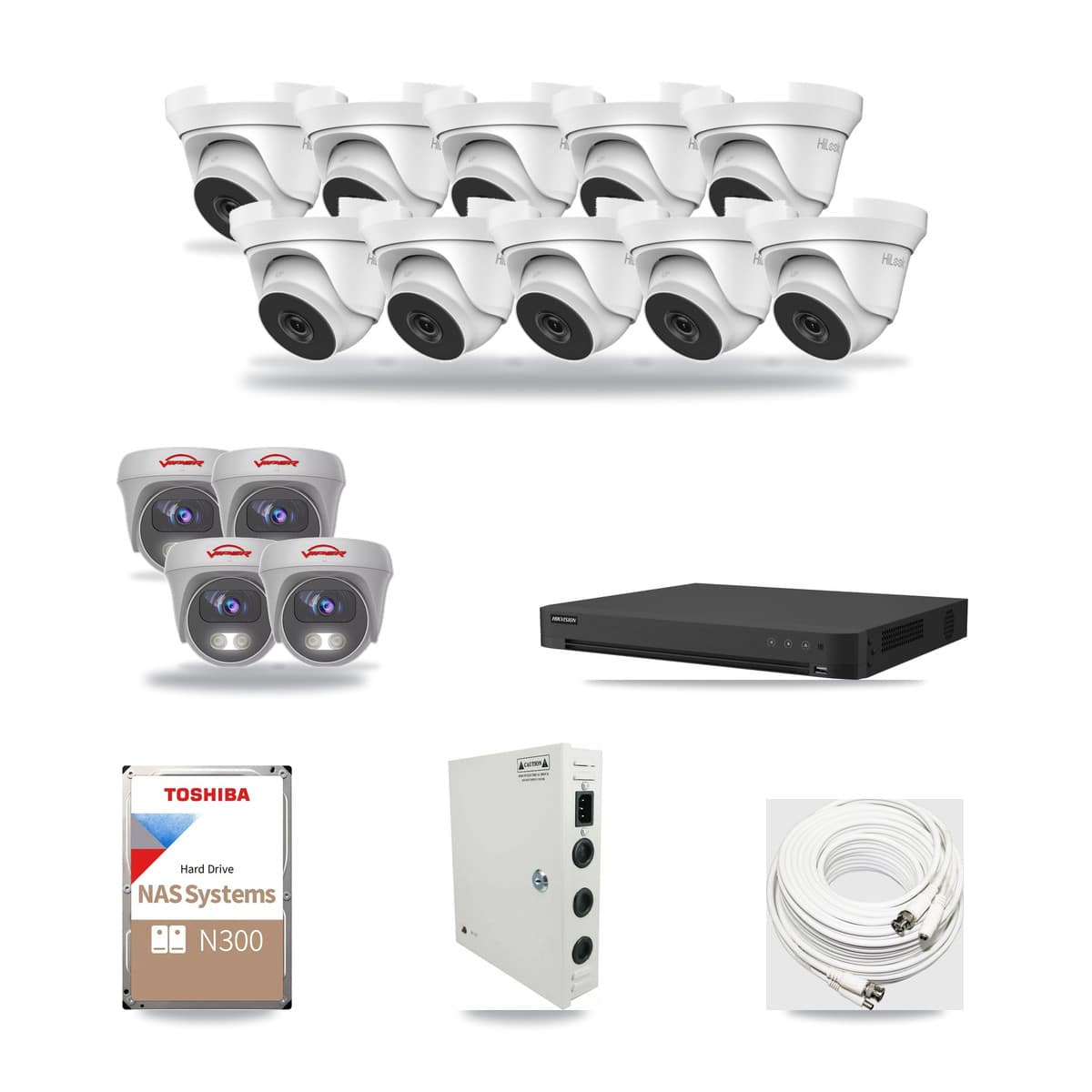 16-Channel 4MP – 5MP CCTV Kit — 10 4MP Turret + 4 5MP Cameras + 18TB Recording - Image 1