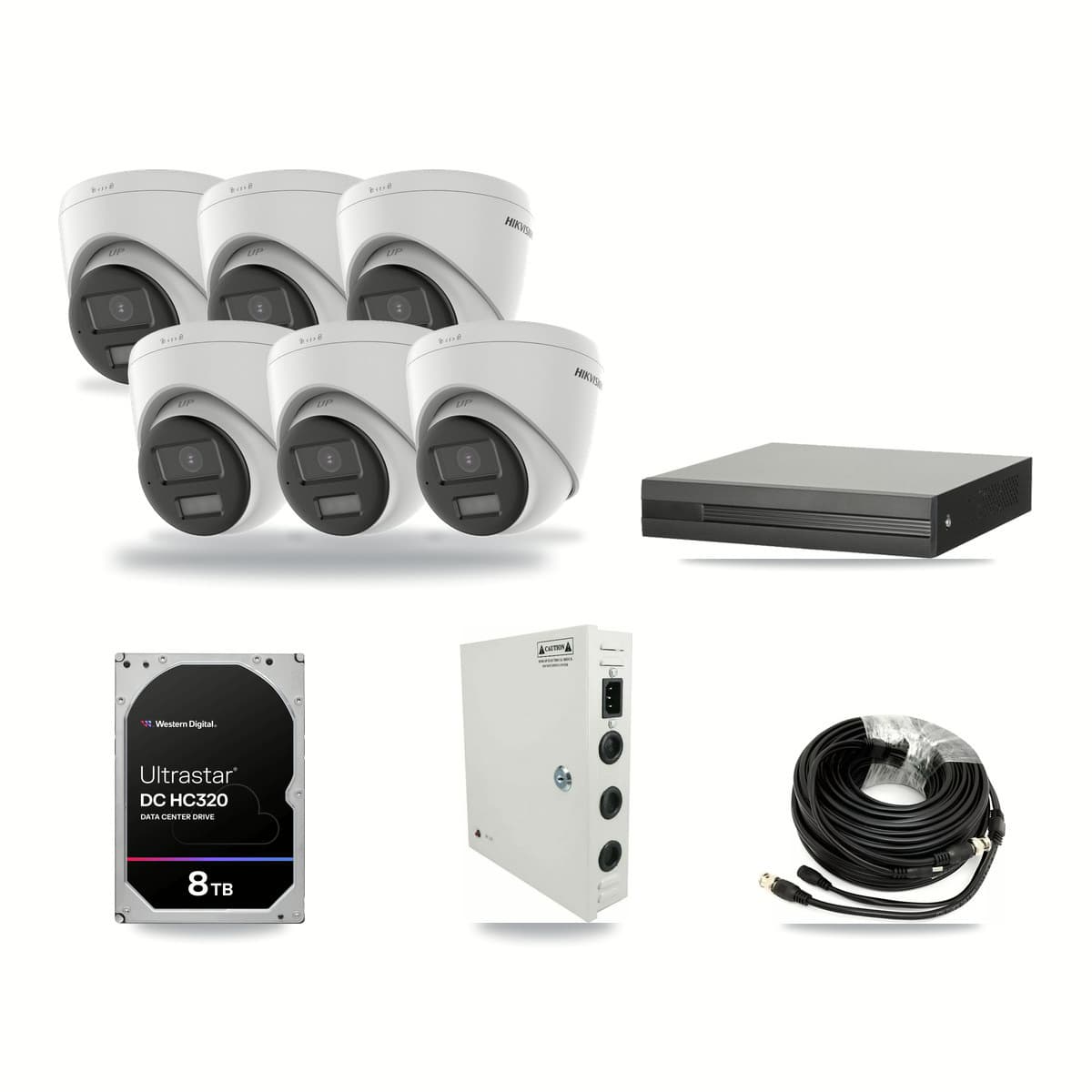 16-Channel 5MP CCTV Kit — 6 DS-2CE78K0T-LPTS Hikvision Turret Cameras + 8TB Recording (XVR-3116HS-5MP-LITE Recorder) - Image 1