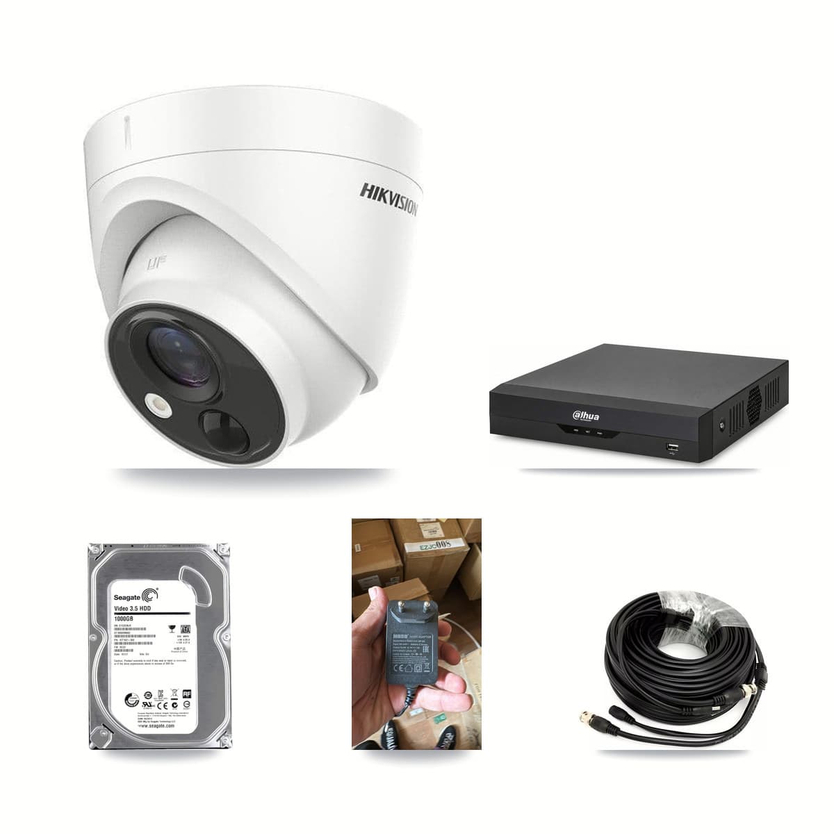 Dahua 4-channel CCTV kit: 1 camera (1× 5MP Turret), 1TB hard drive