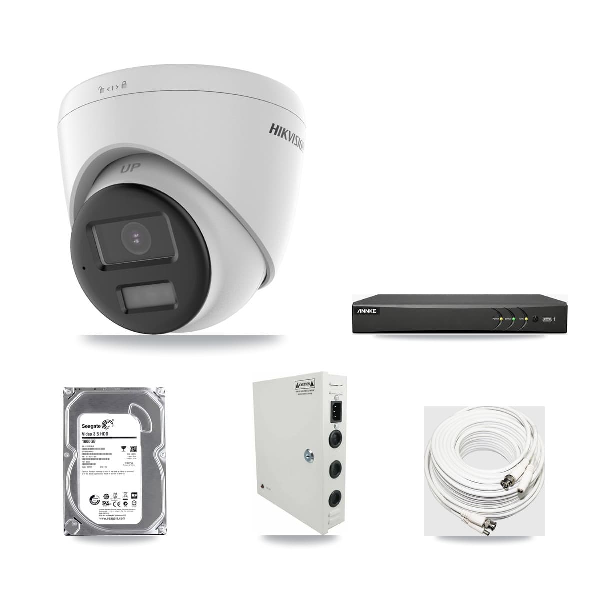 Hikvision & ANNKE 4-Channel 5MP CCTV Kit — 1 DS-2CE78K0T-LPTS Turret Camera + 1TB Recording (AN-DV4-8MP-D941BB Recorder) - Image 1