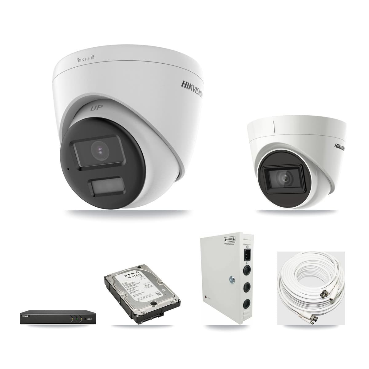 Hikvision & ANNKE 4-Channel 4K CCTV Kit — 1 DS-2CE78U0T + 1 DS-2CE78U1T Turret Cameras + 5TB Recording - Image 1