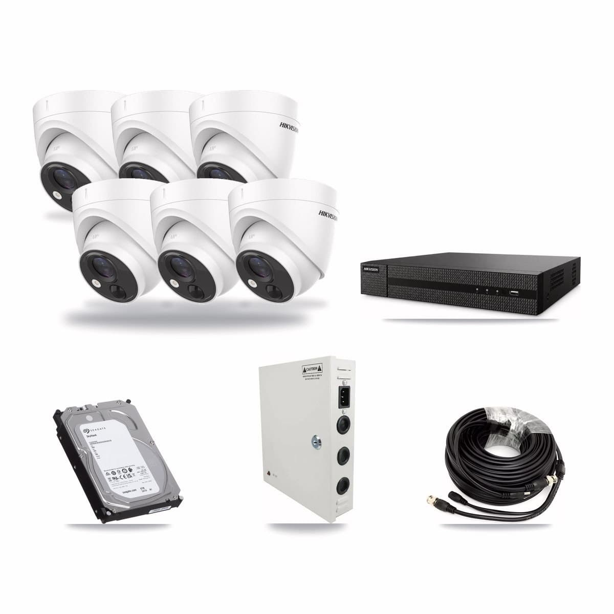 8-Channel 5MP CCTV Kit — 6 DS-2CE71H0T Hikvision Turret Cameras + 6TB Recording - Image 1