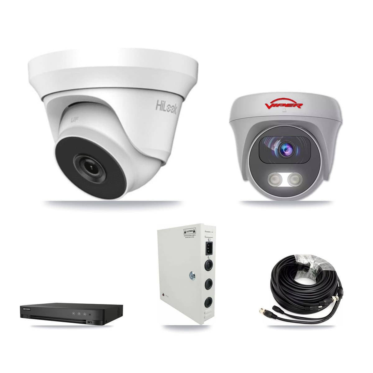 4-Channel 4MP – 5MP CCTV Kit — 1 4MP Turret + 1 White 5MP Cameras + 3TB Recording (IDS-7204HQHI Recorder) - Image 1