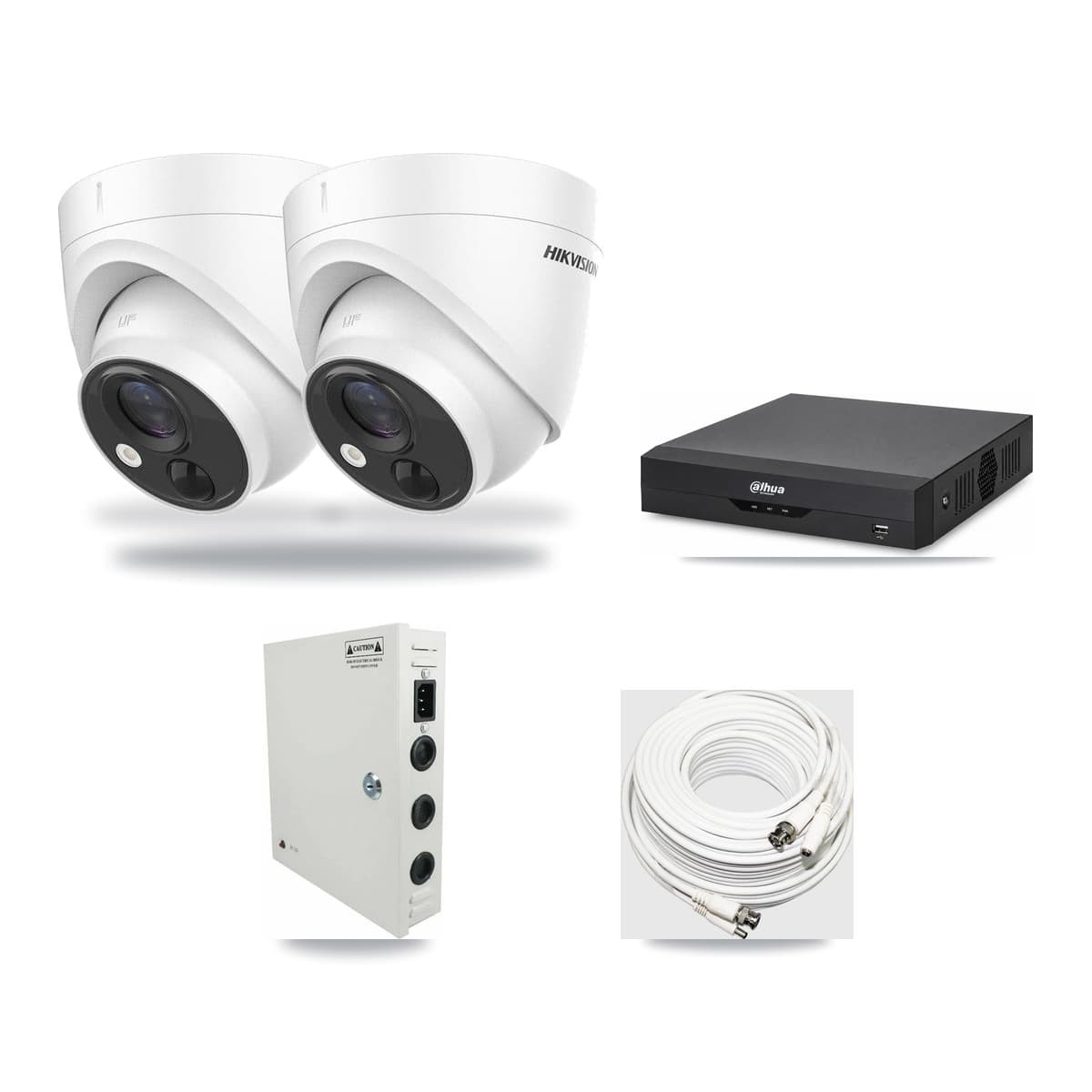 Hikvision & Dahua 4-Channel 5MP CCTV Kit — 2 DS-2CE71H0T Turret Cameras + 3TB Recording - Image 1