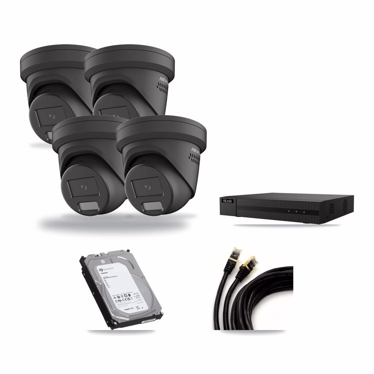 HiLook 8-channel CCTV kit: 4 cameras (4× 4MP Turret), 6TB hard drive