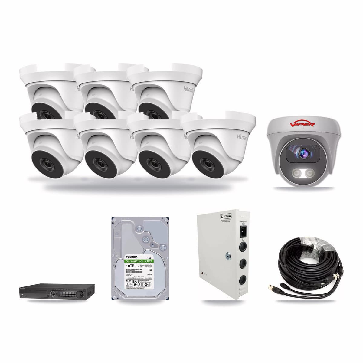 32-Channel 4MP – 5MP CCTV Kit — 7 4MP Turret + 1 5MP Cameras + 10TB Recording - Image 1