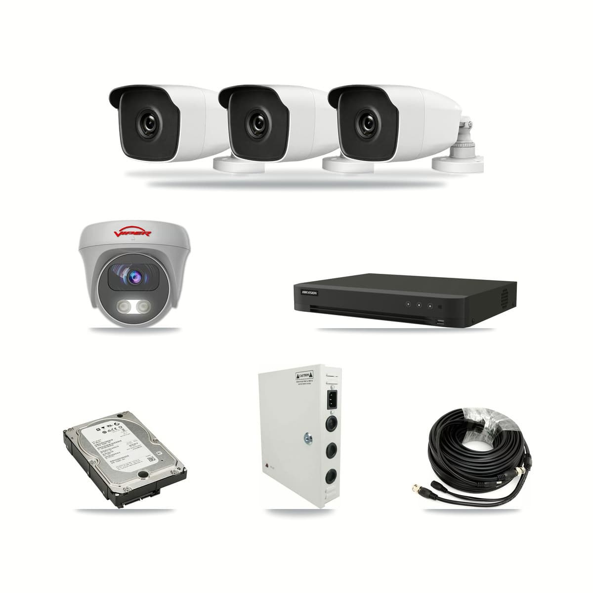 16-Channel 3MP – 5MP CCTV Kit — 3 3MP Bullet + 1 5MP Cameras + 5TB Recording - Image 1
