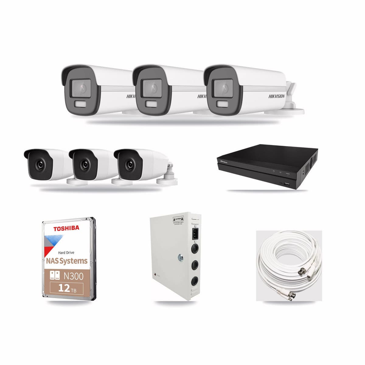 8-Channel 3MP – 4K CCTV Kit — 3 4K + 3 3MP Bullet Cameras + 12TB Recording (PXD-5208AN Recorder) - Image 1