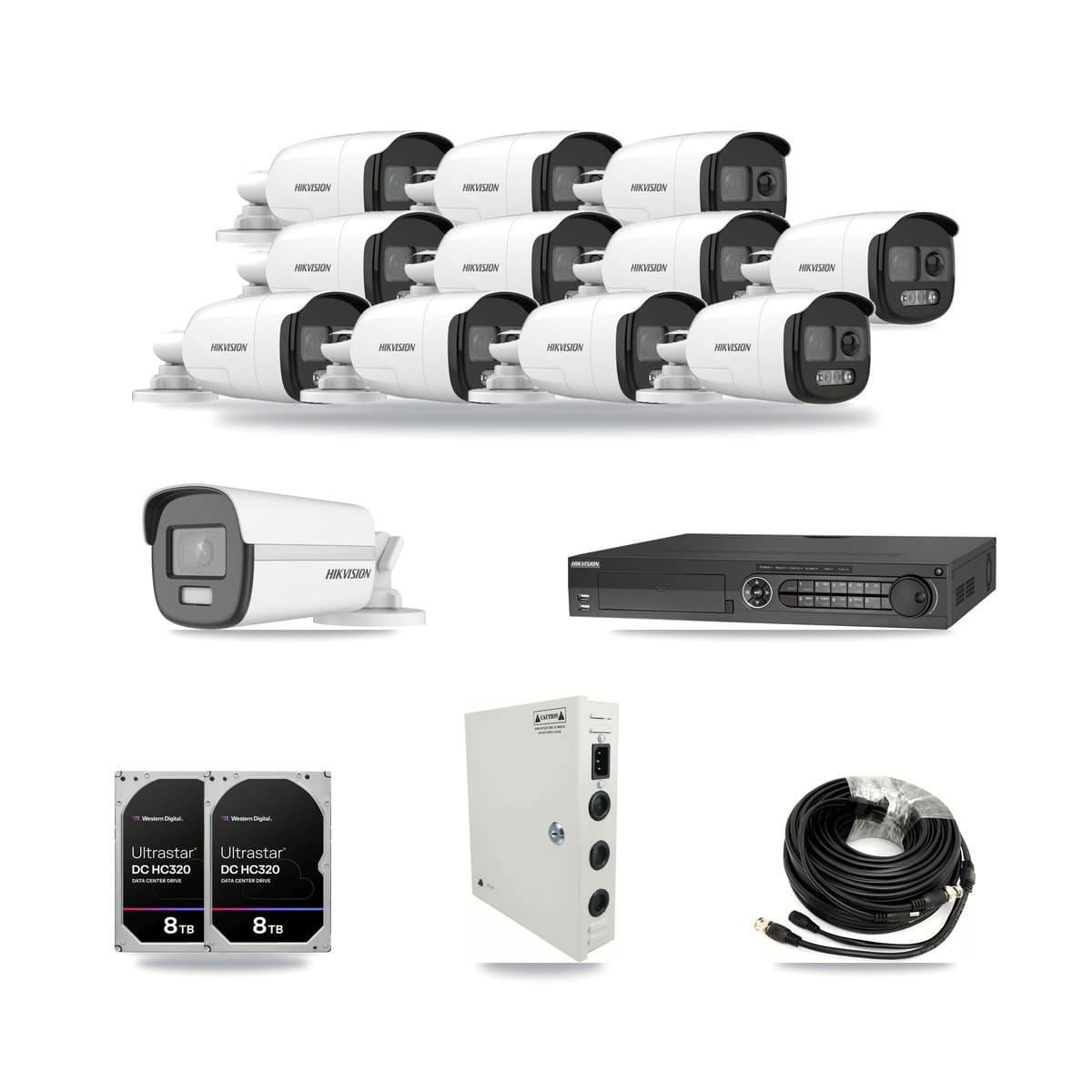 Hikvision 32-Channel 5MP – 4K CCTV Kit — 11 5MP + 1 4K Bullet Cameras + 2× 8TB Recording - Image 1